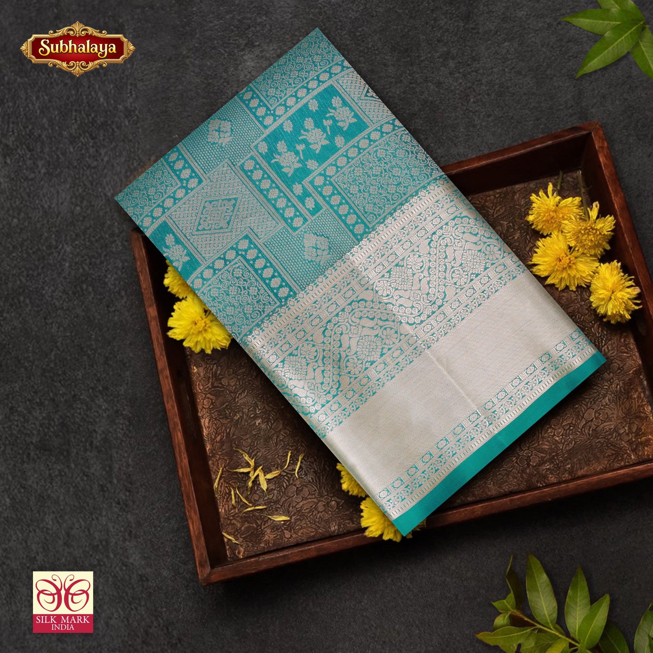 Bottle Green With Gold Zari border Subhalaya Wedding Silk Saree