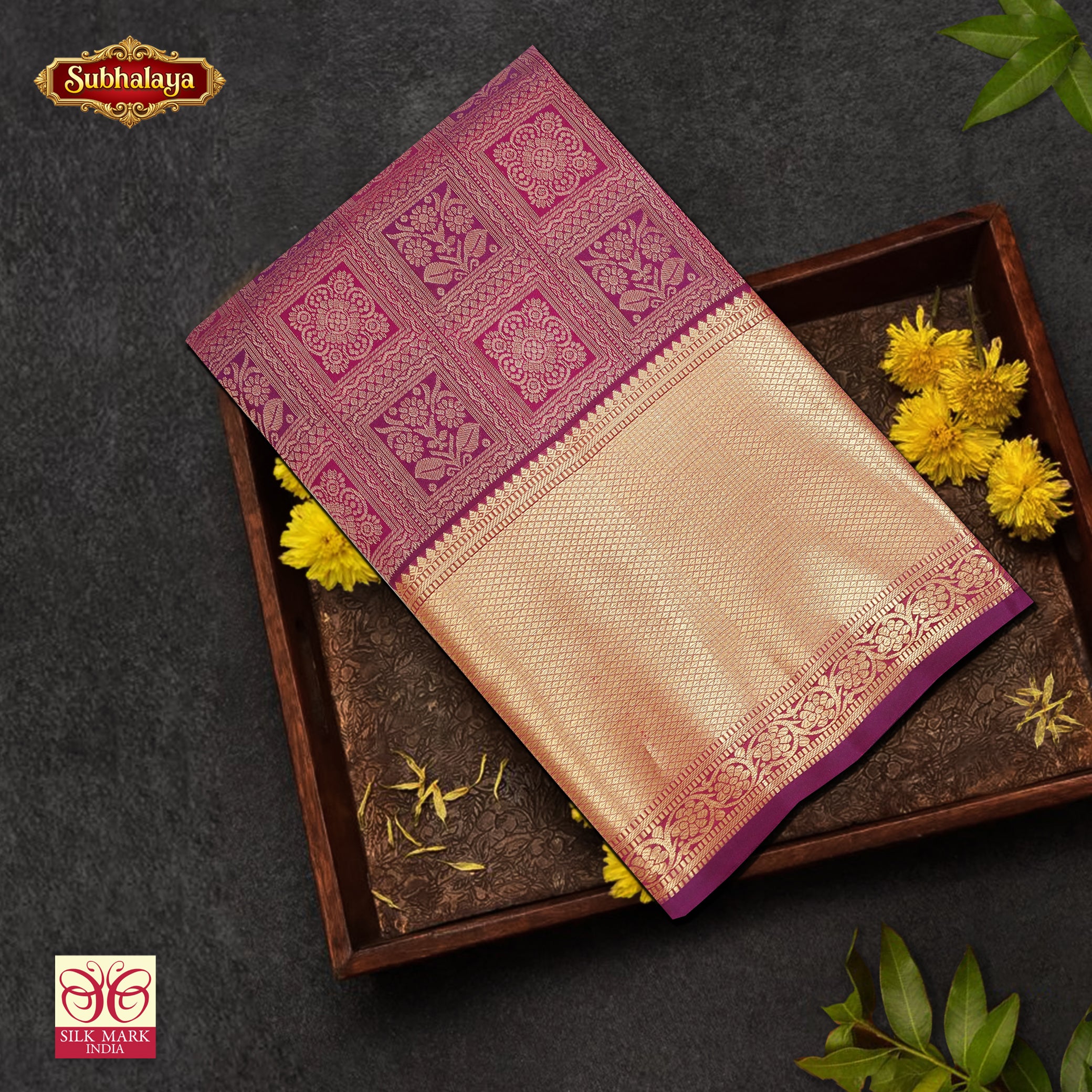 Magenta With Purple Gold Zari Subalaya Wedding Silk Saree
