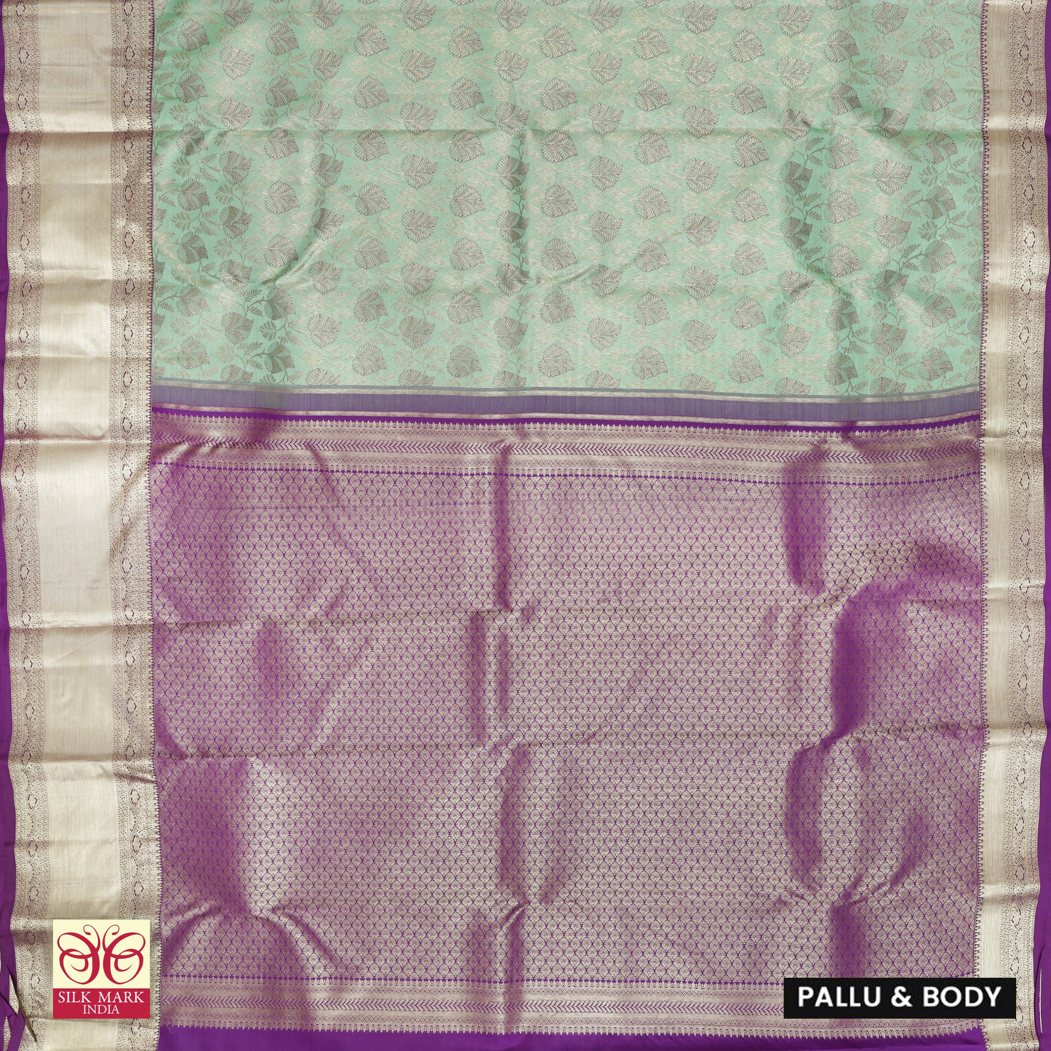 Pista Green With Purple Gold Zari Border Subalaya Weeding Silk Saree