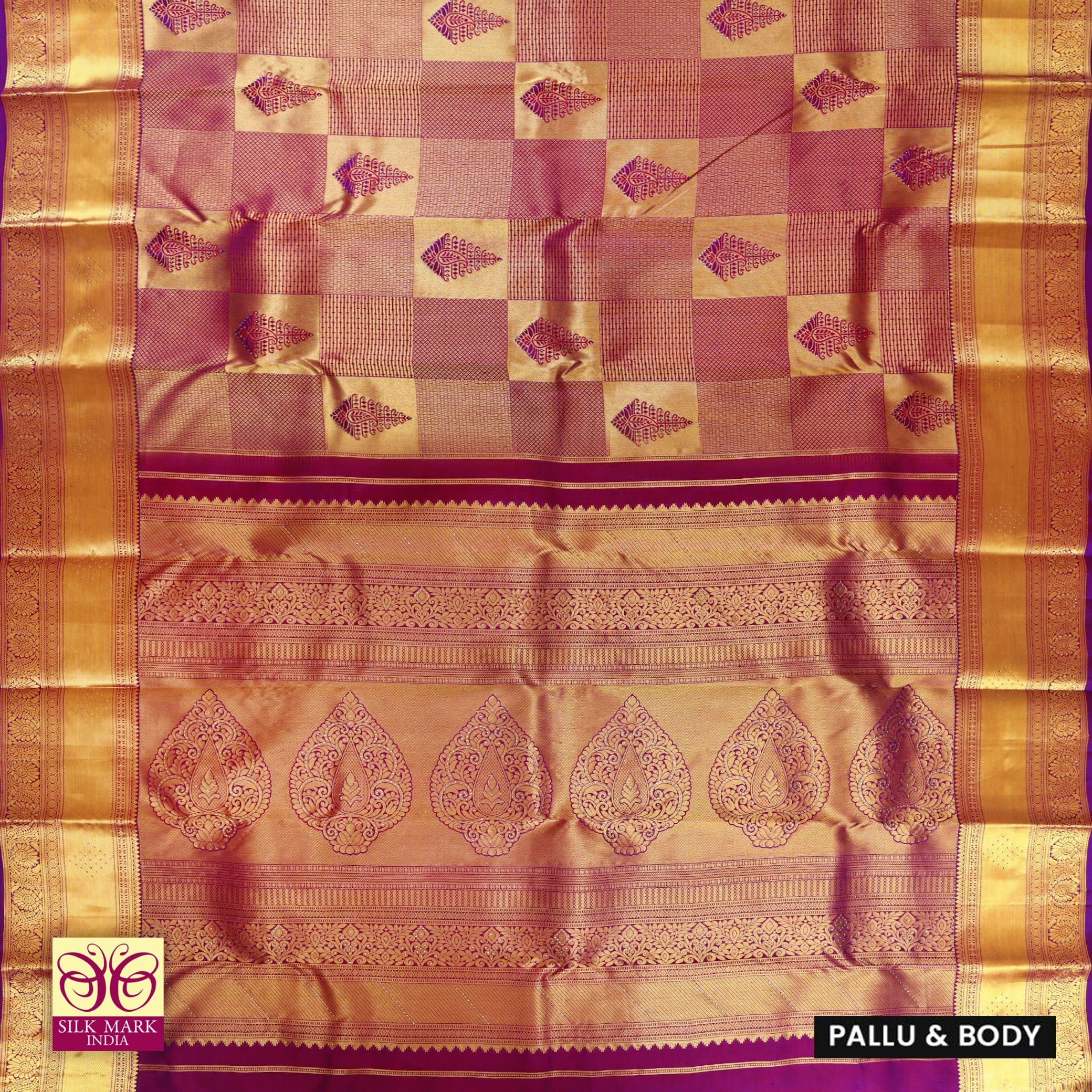 Dark Purple With Gold Zeri Subalaya Wedding Silk Saree