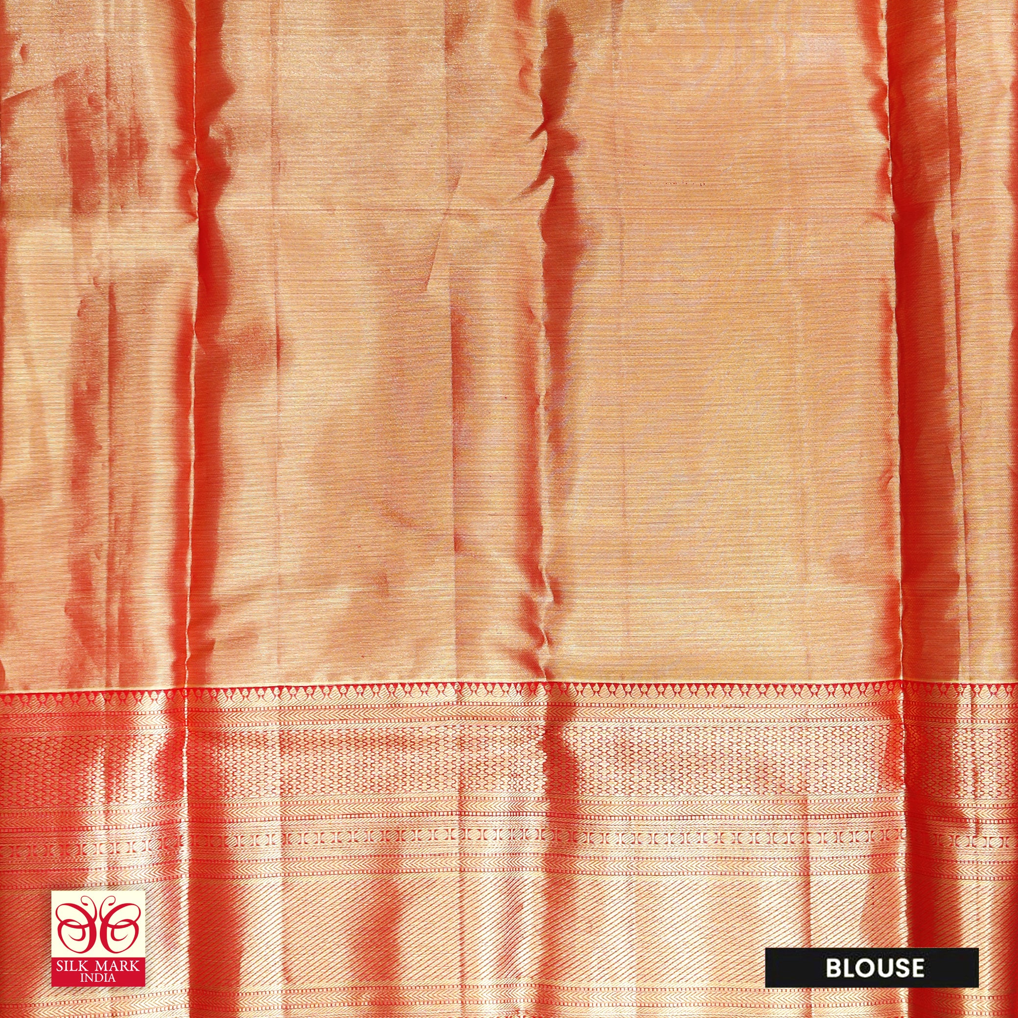 Golden Red With Gold Zari Tissue Wedding Silk Saree