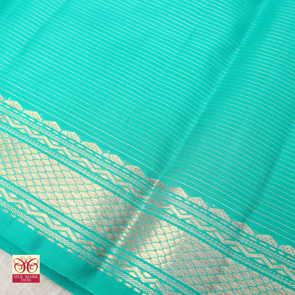 Turquoise Gold Zari Bridal Saree
