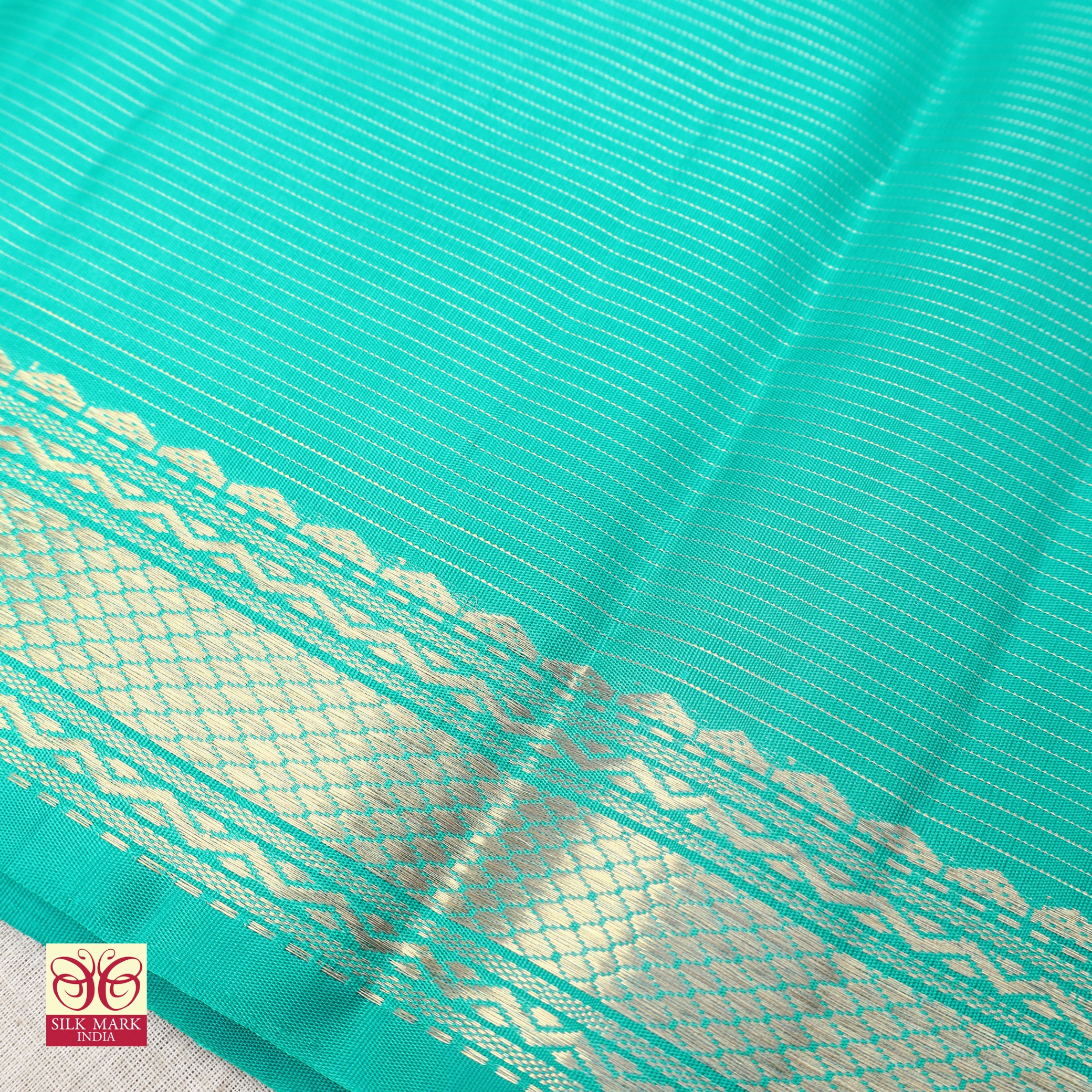 Turquoise Gold Zari Bridal Saree