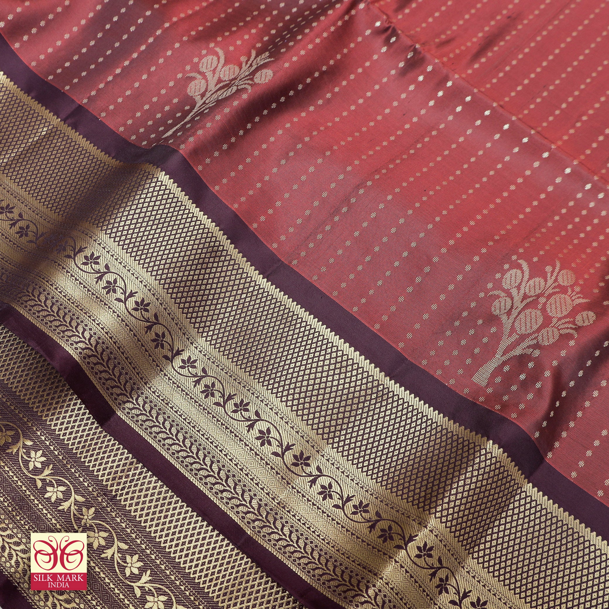 Maroon With Dark Chocolate Brown Premium Pure Soft Silk Saree