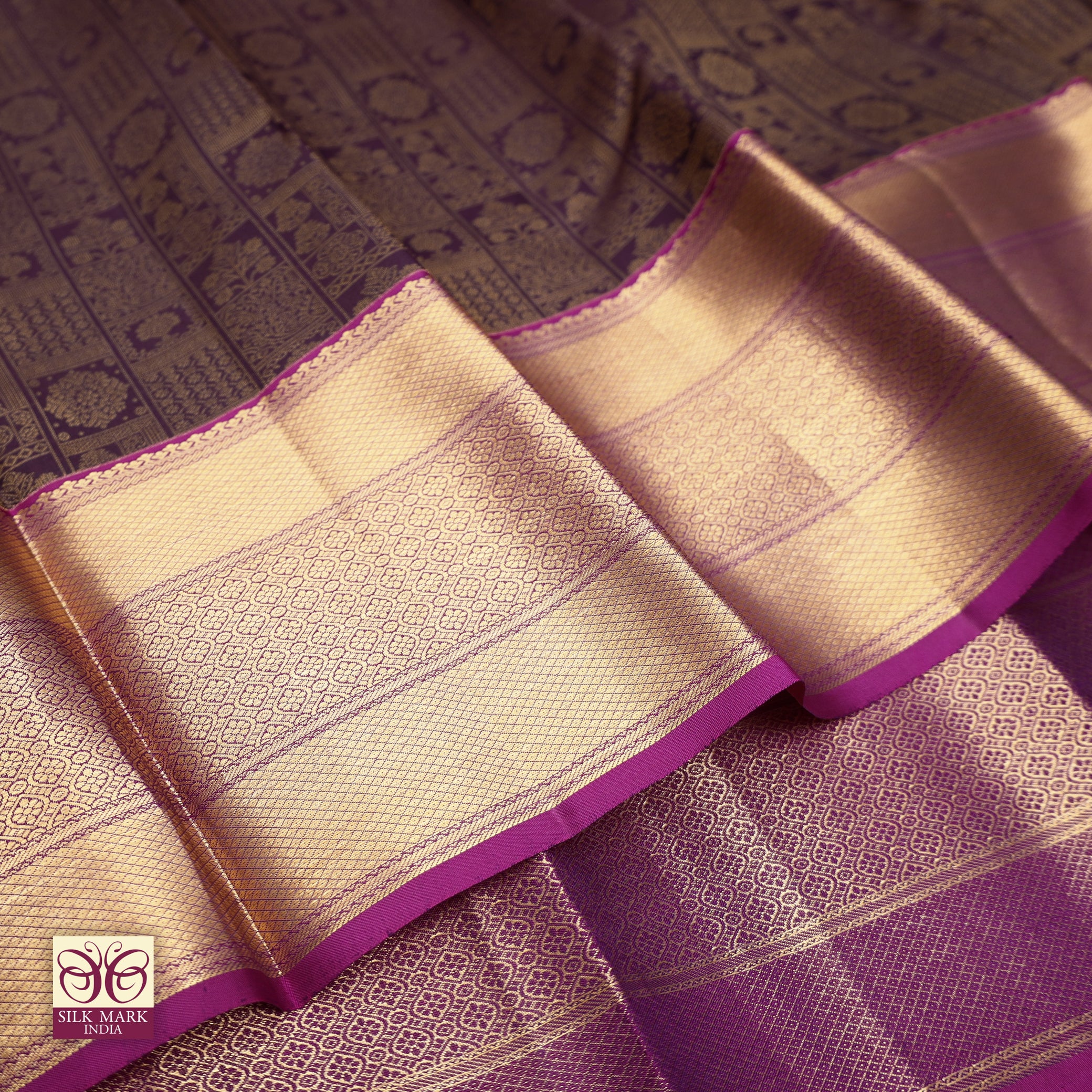 Deep Purple With Magenta Gold Zeri Subalaya Wedding Silk Saree