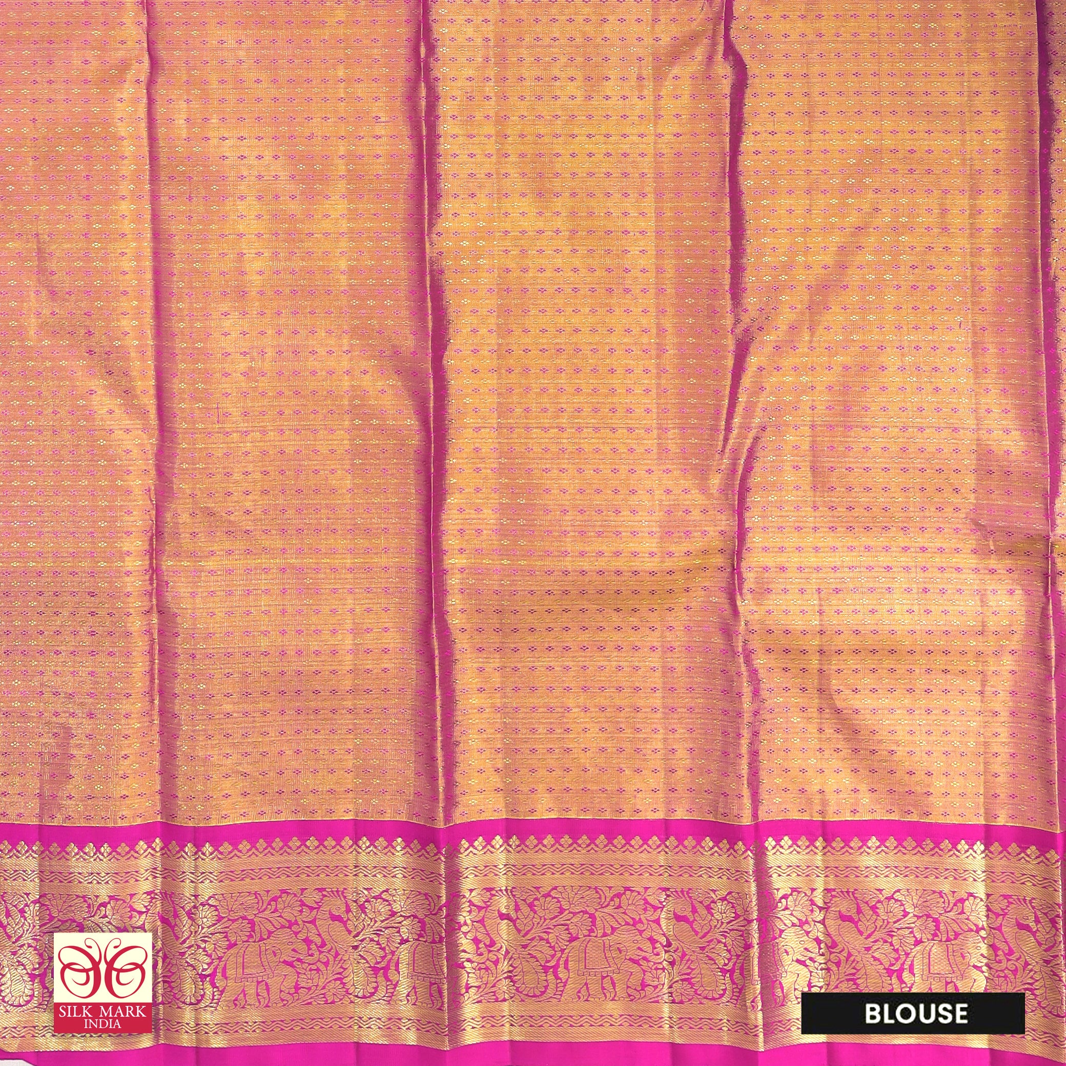 Golden With Baby Pink Gold Zari border Tissue Wedding Silk Saree