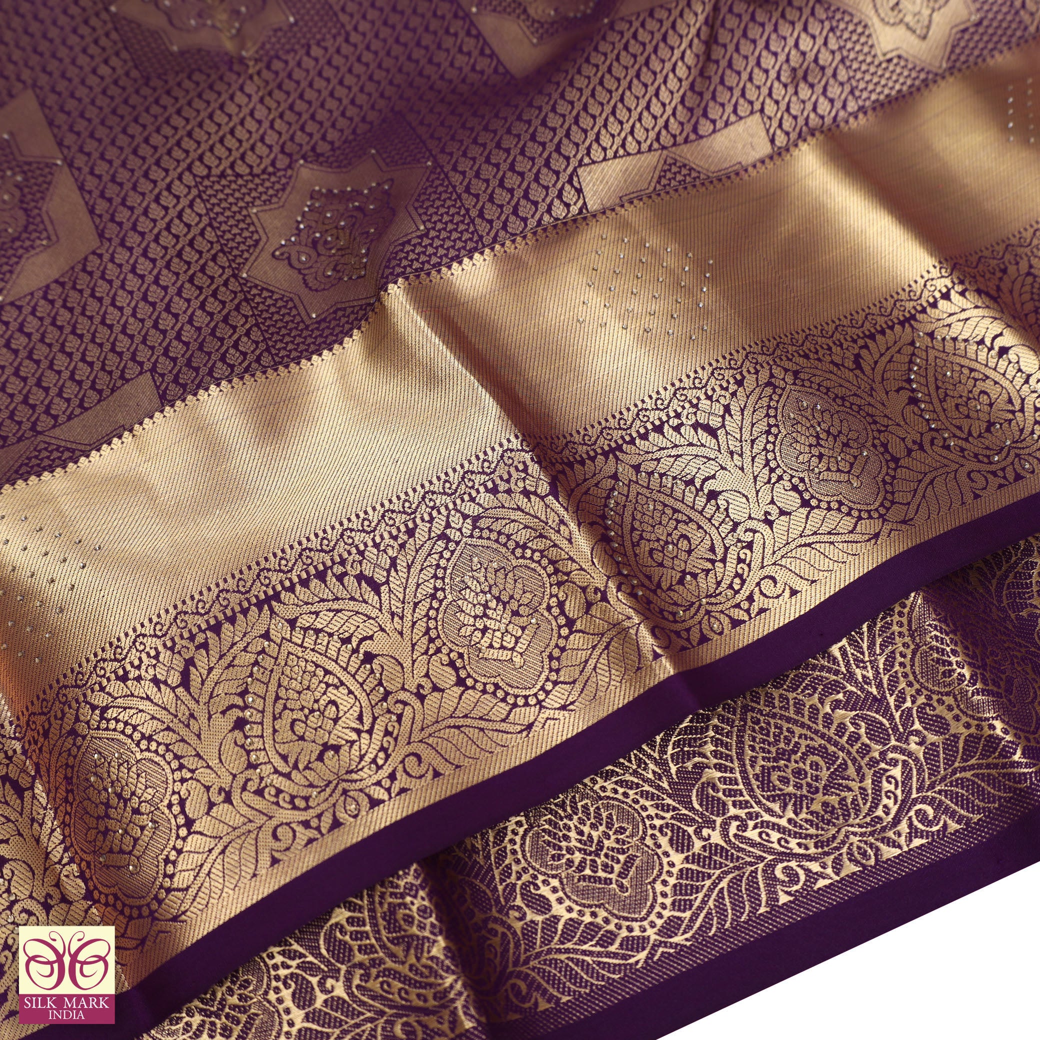 Dark Purple With Gold Zari Subalaya Wedding Silk Saree