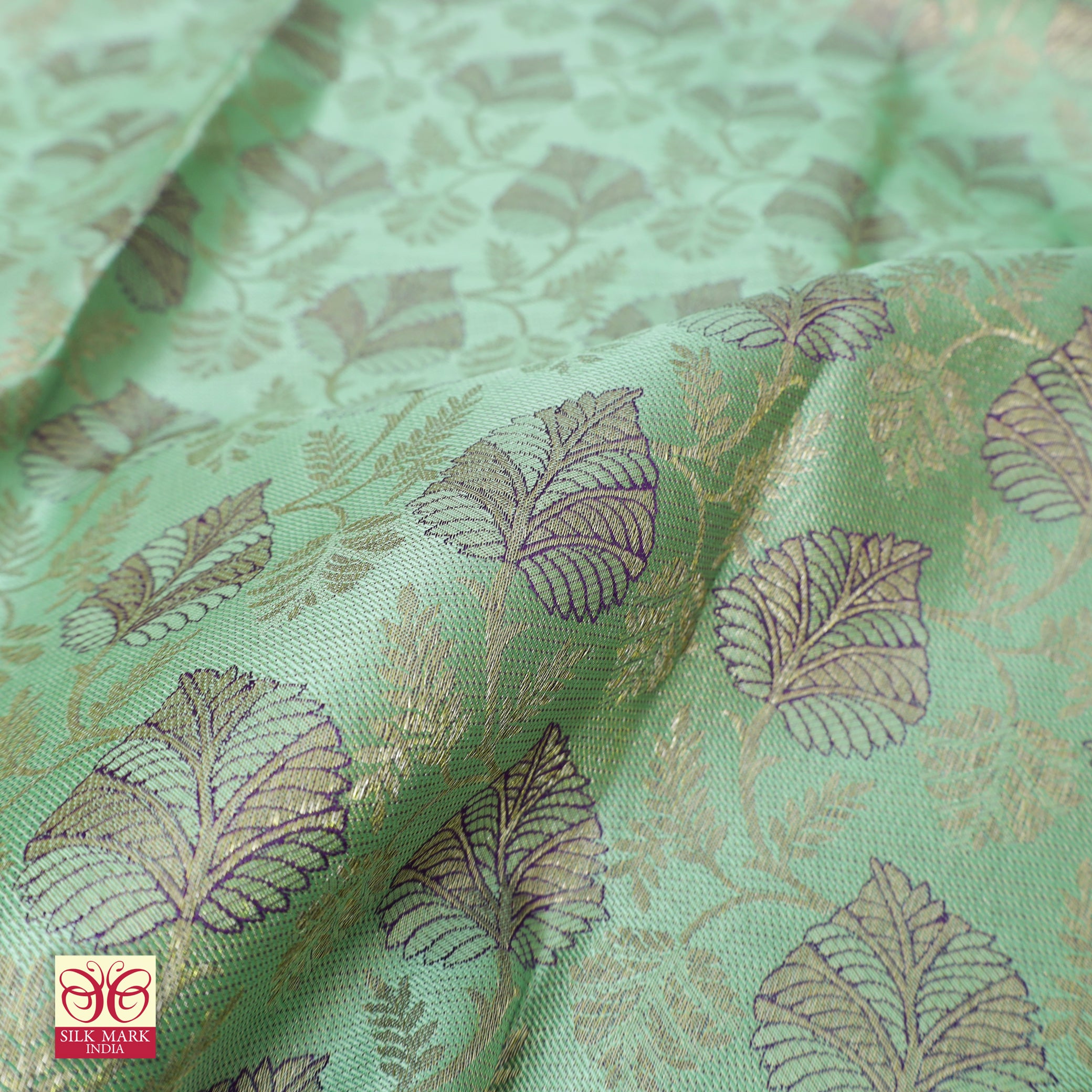 Pista Green With Purple Gold Zari Border Subalaya Weeding Silk Saree