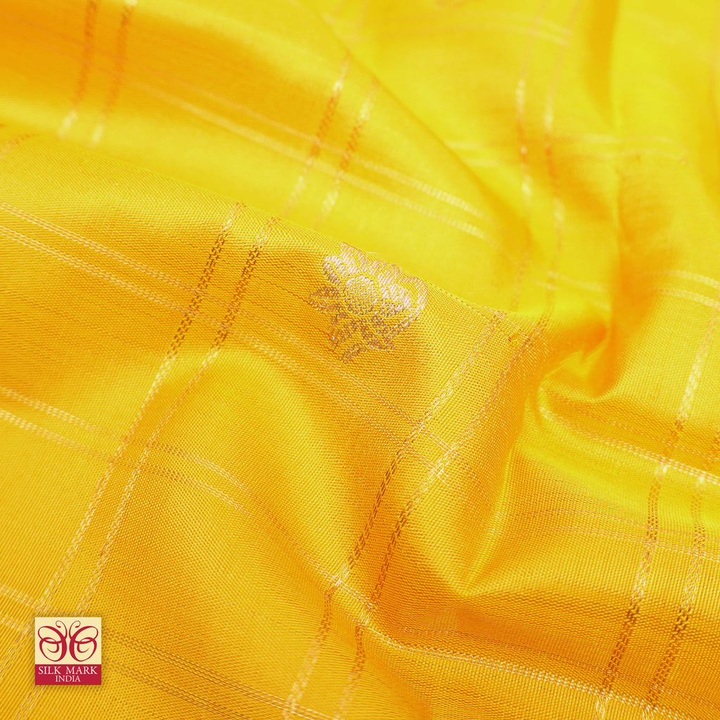 Mustard Yellow With Royal Blue Gold Zeri  Arani Wedding silk Saree