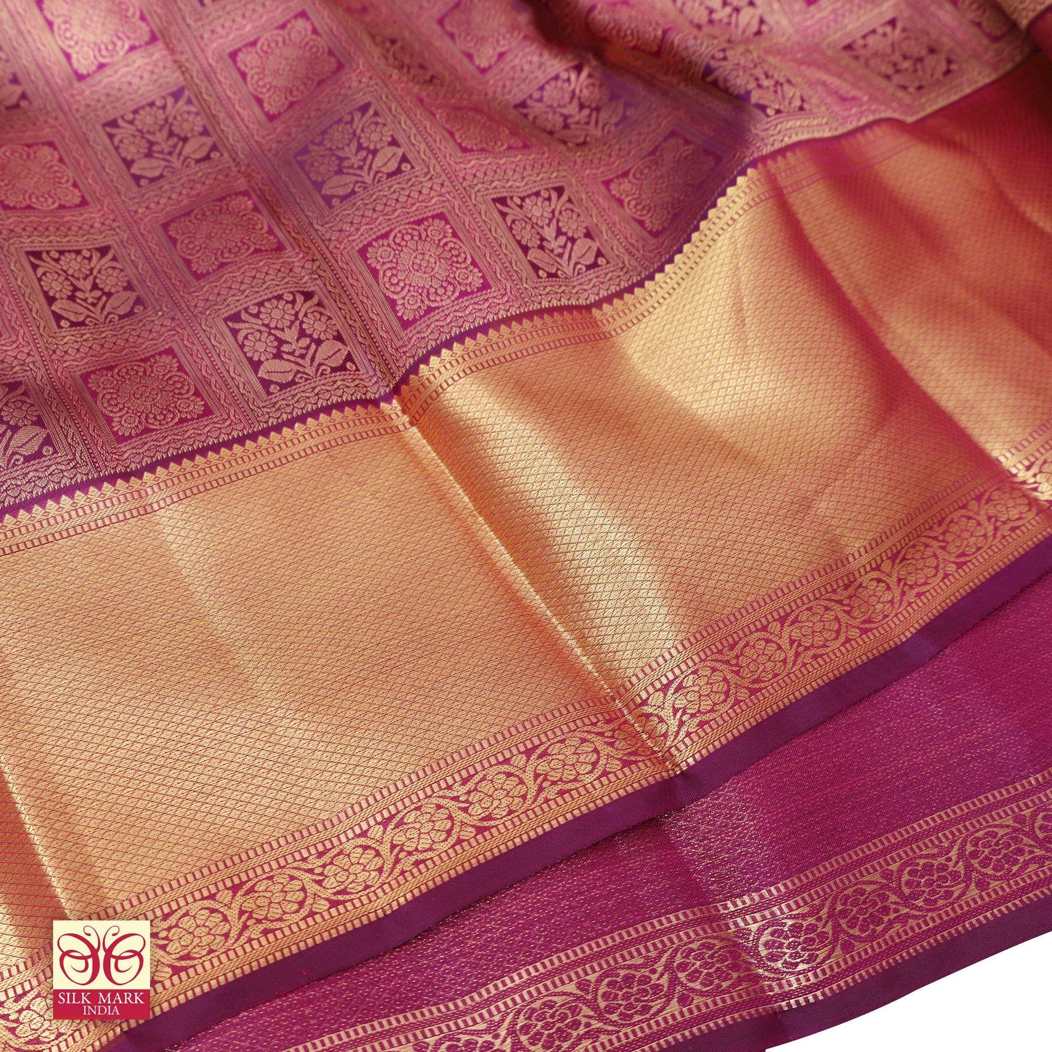 Magenta With Purple Gold Zari Subalaya Wedding Silk Saree