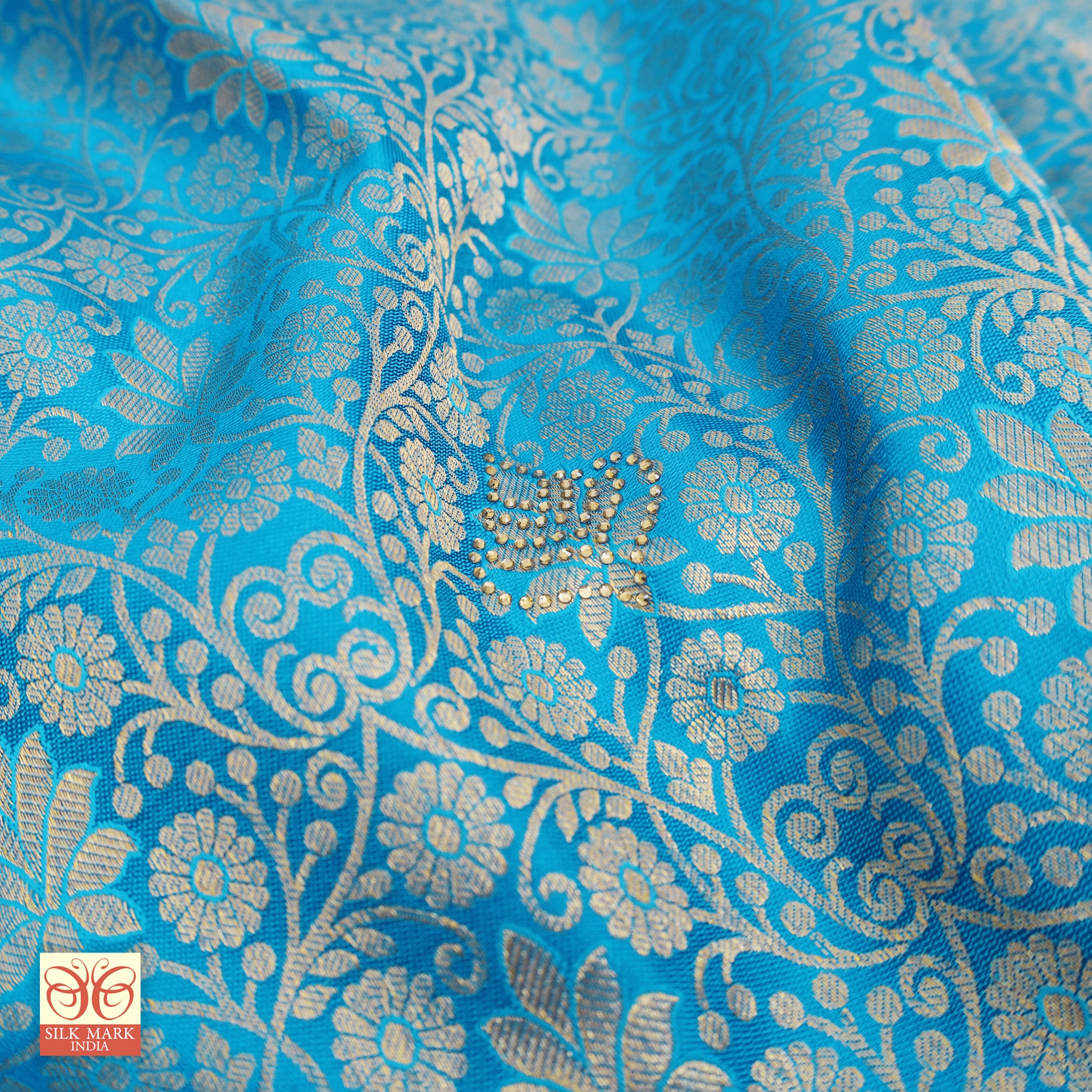Sky BlueWith Sea Green Gold Zari Subalaya Wedding Silk Saree