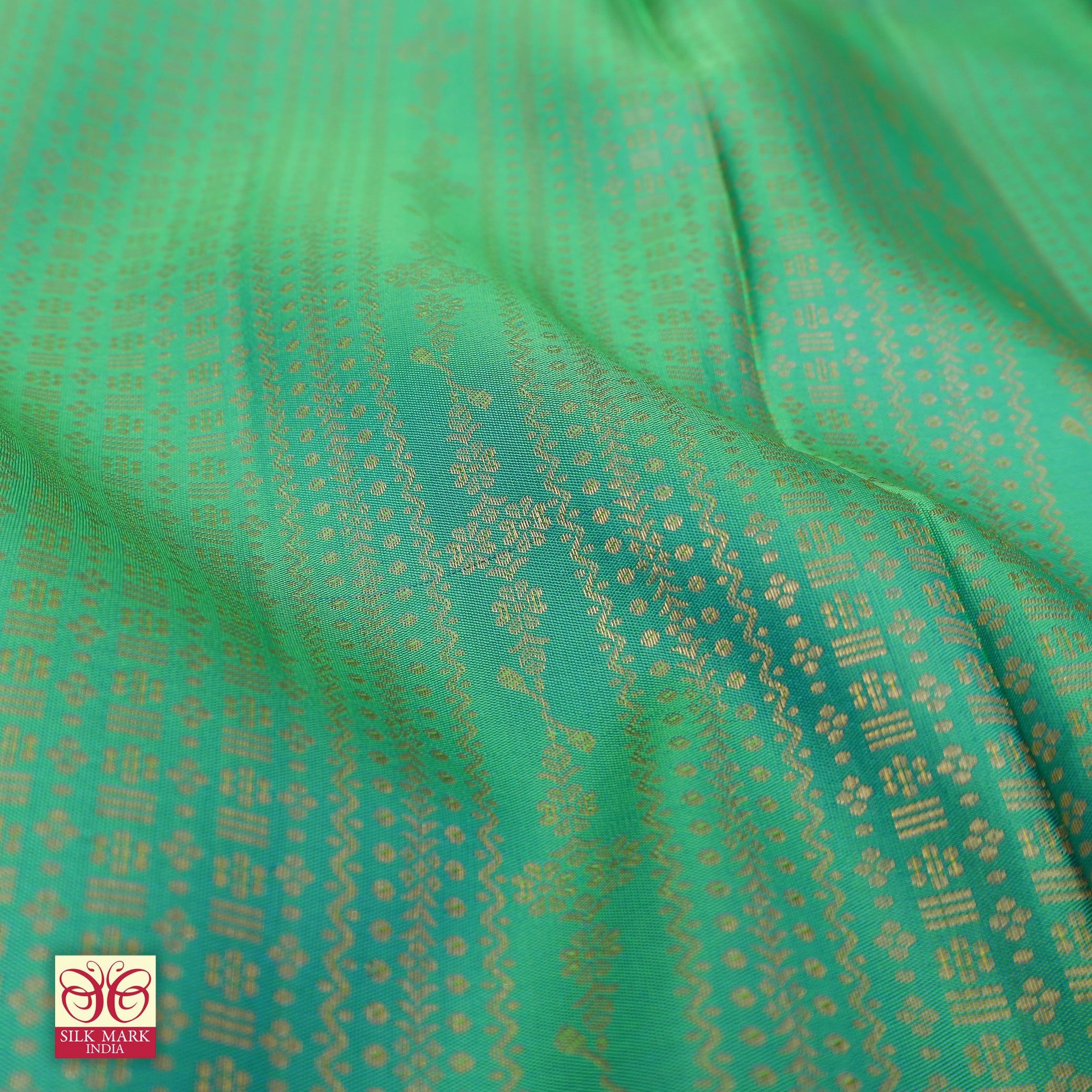 Sea Green With Red Gold Zari border Subhalaya Wedding Silk Saree