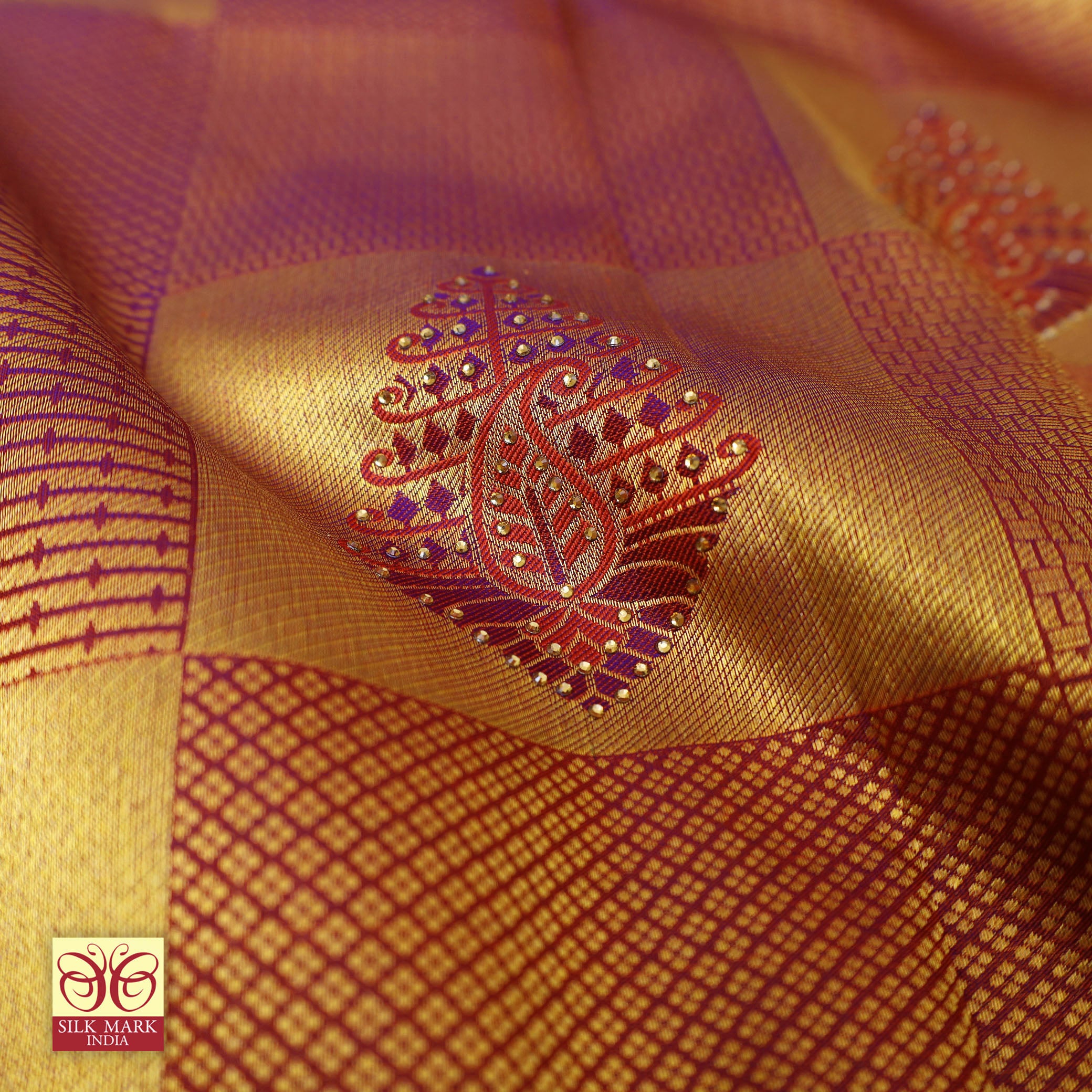 Dark Purple With Gold Zeri Subalaya Wedding Silk Saree
