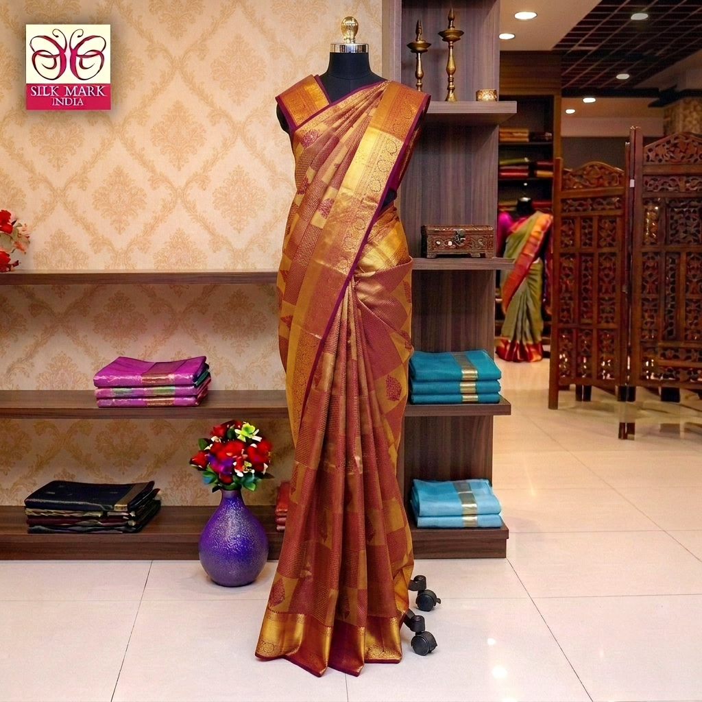 Dark Purple With Gold Zeri Subalaya Wedding Silk Saree