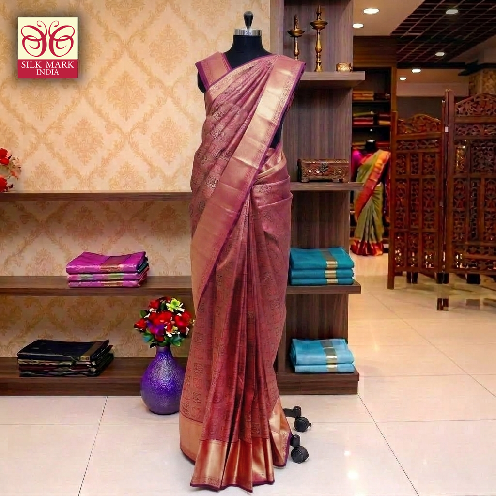 Magenta With Purple Gold Zari Subalaya Wedding Silk Saree