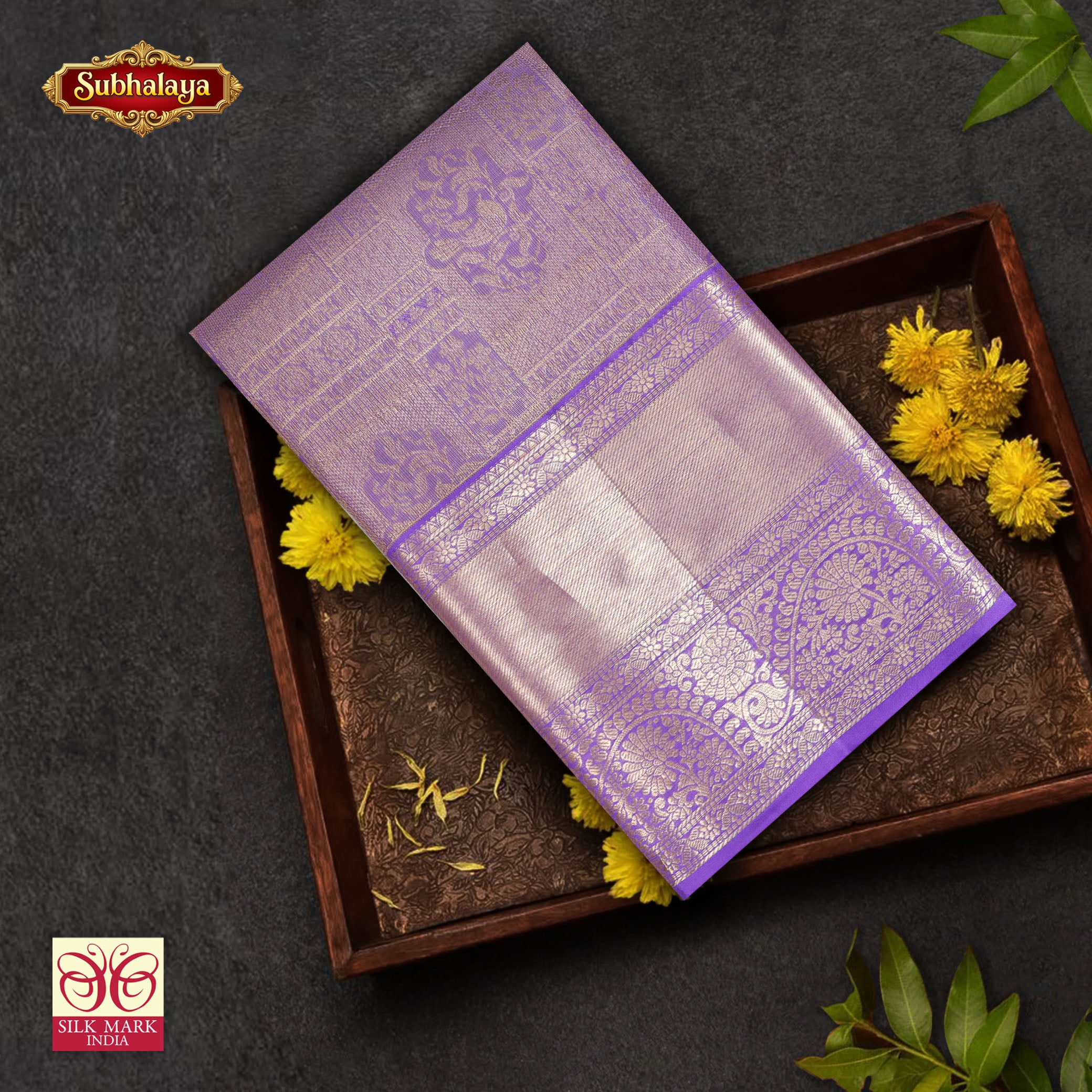 Light Lavender With Gold Zeri border Subalaya Wedding Silk Saree