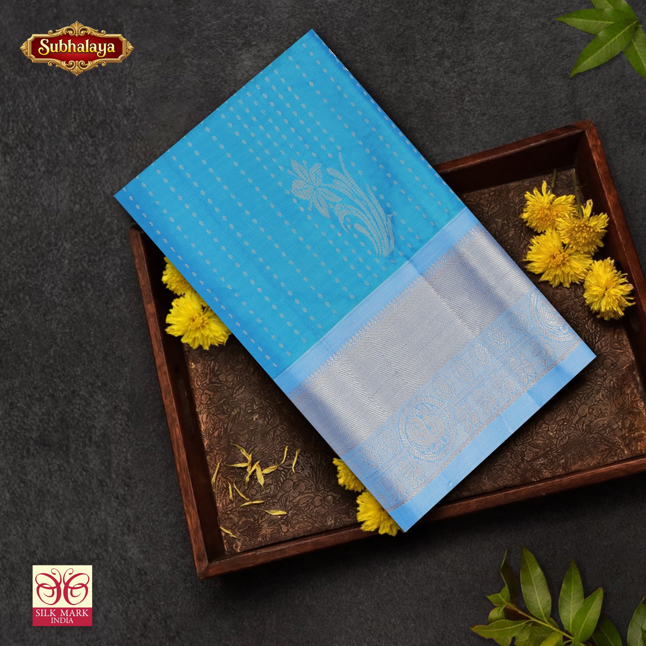 Sky Blue With Light Blue Premium Pure Soft Silk Saree