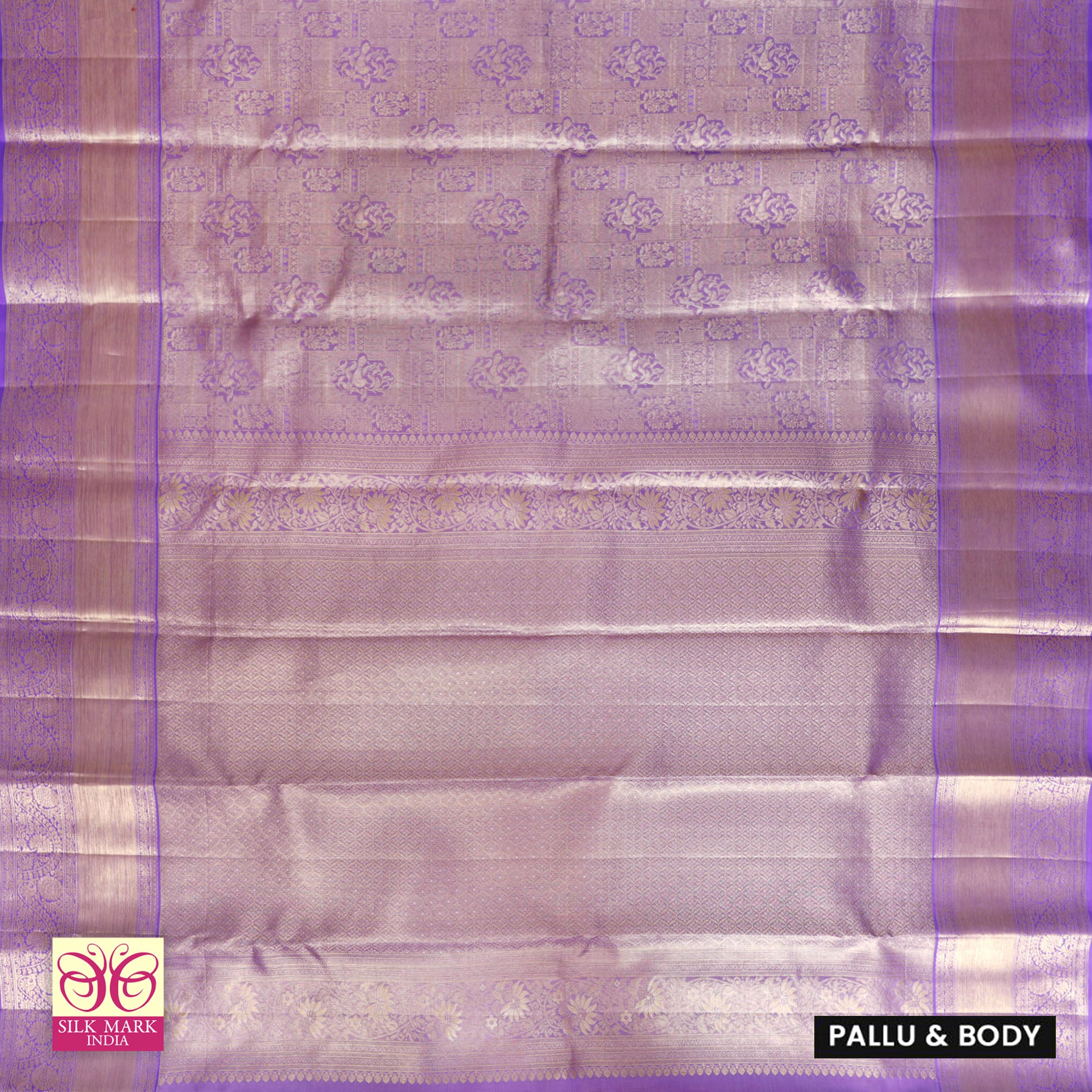 Light Lavender With Gold Zeri border Subalaya Wedding Silk Saree