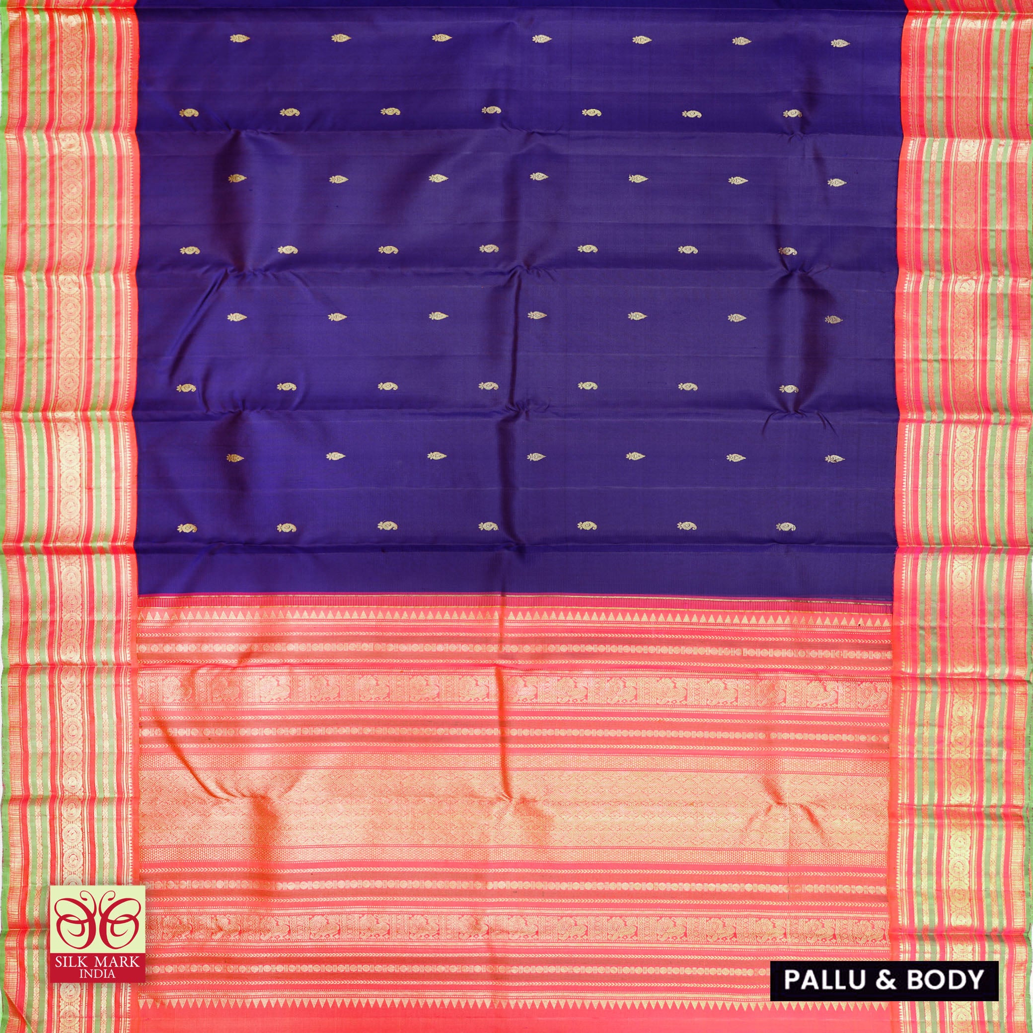 Violet With Pink Gold Zeri  Arani Wedding silk Saree