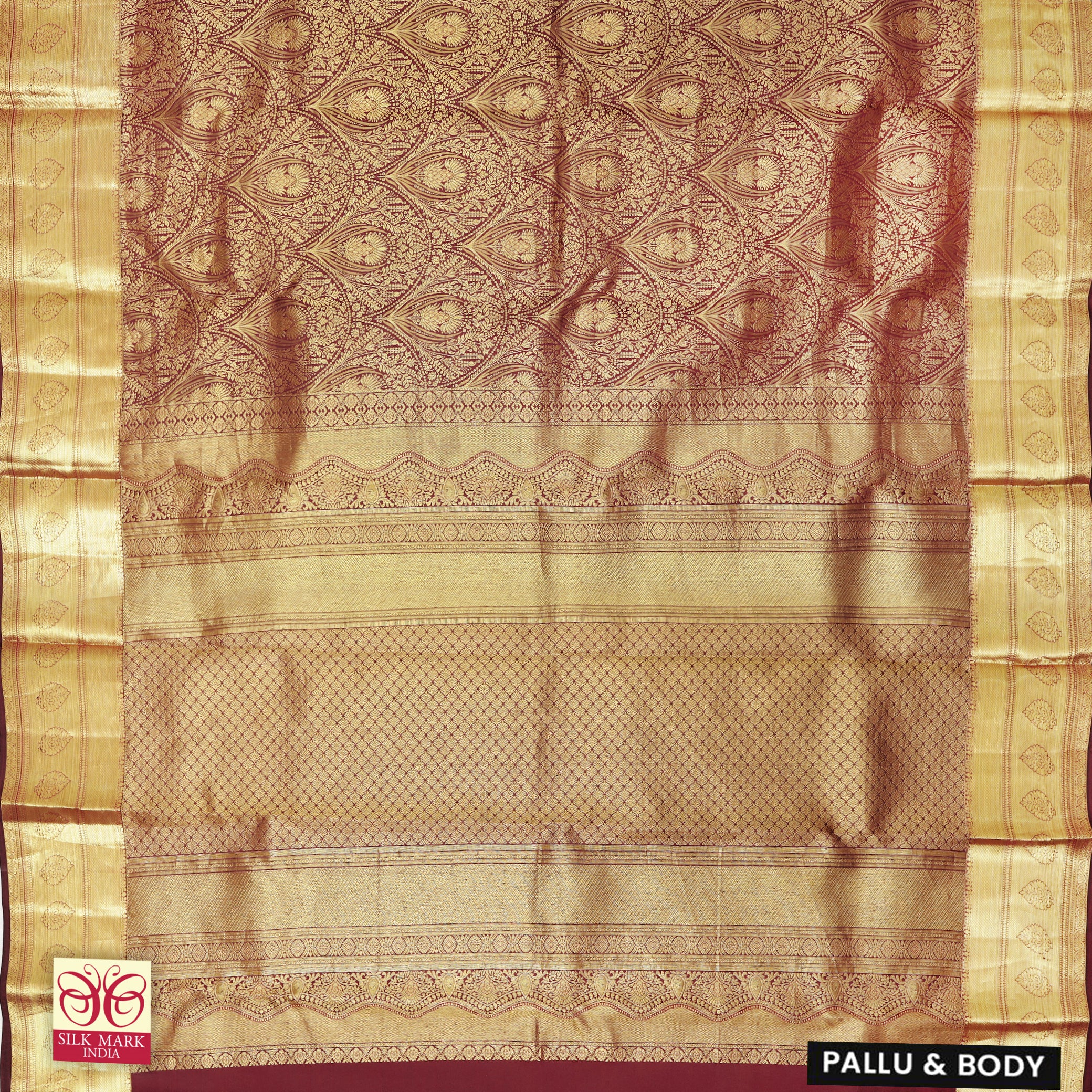 Maroon With Gold Zari border Subhalaya Wedding Silk Saree