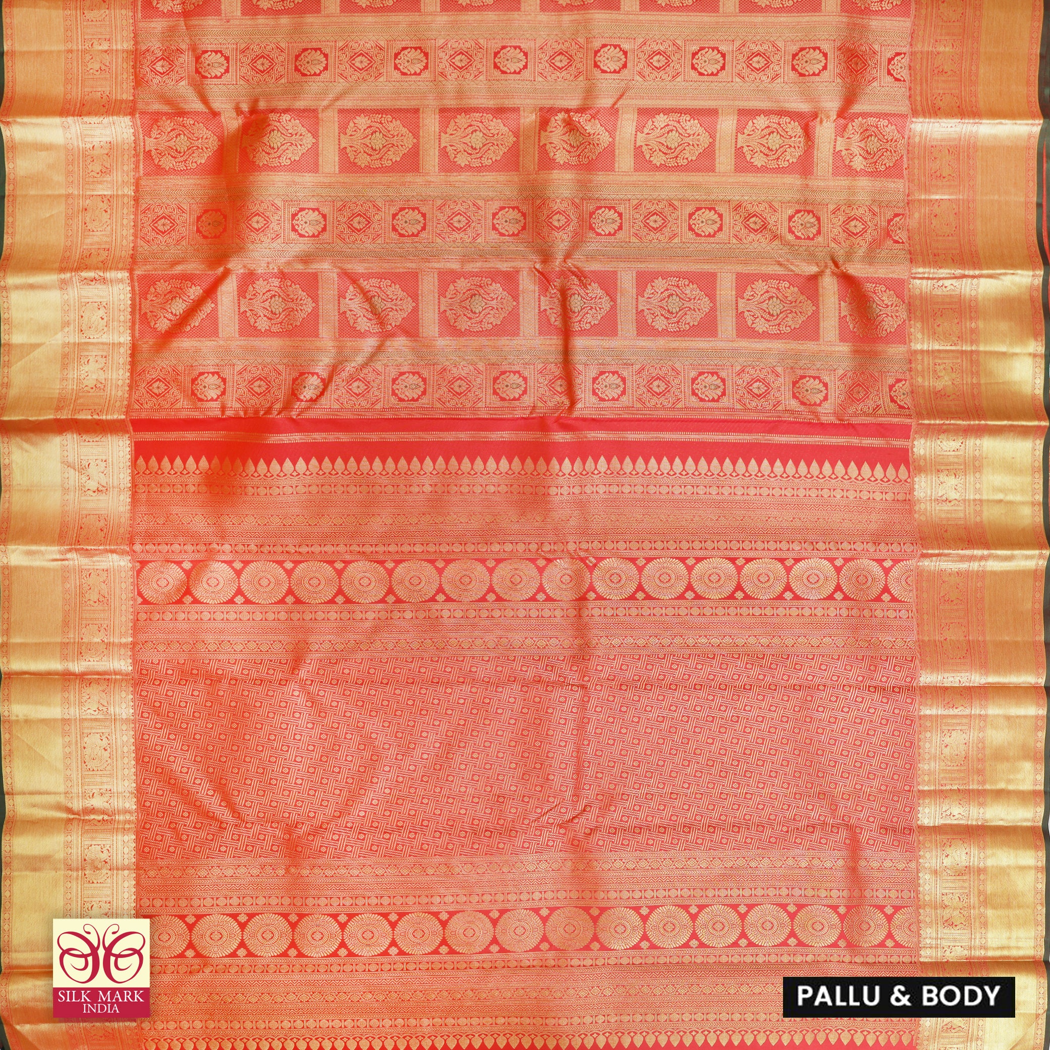 Red with Gold Zari Border Subalaya Wedding Silk Saree