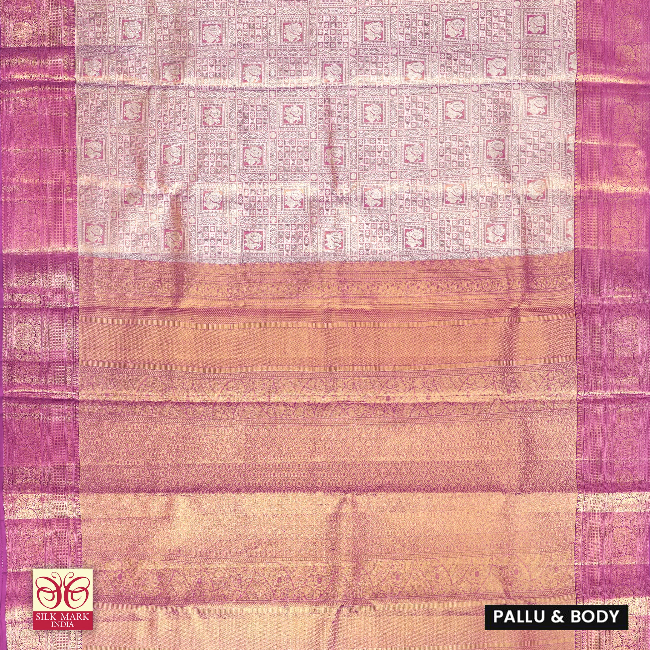 Golden Purple With Gold Zari Tissue Wedding Silk Saree