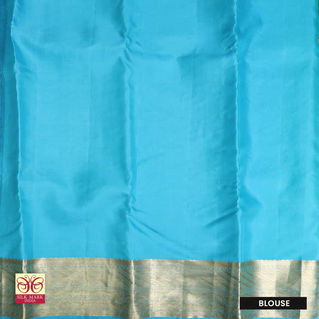 Parrot Green With Sky Blue Gold Zeri Subalaya Wedding Silk Saree
