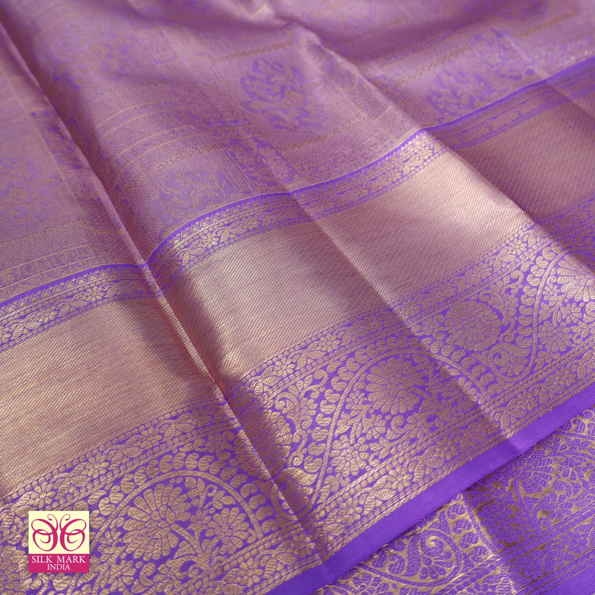 Light Lavender With Gold Zeri border Subalaya Wedding Silk Saree