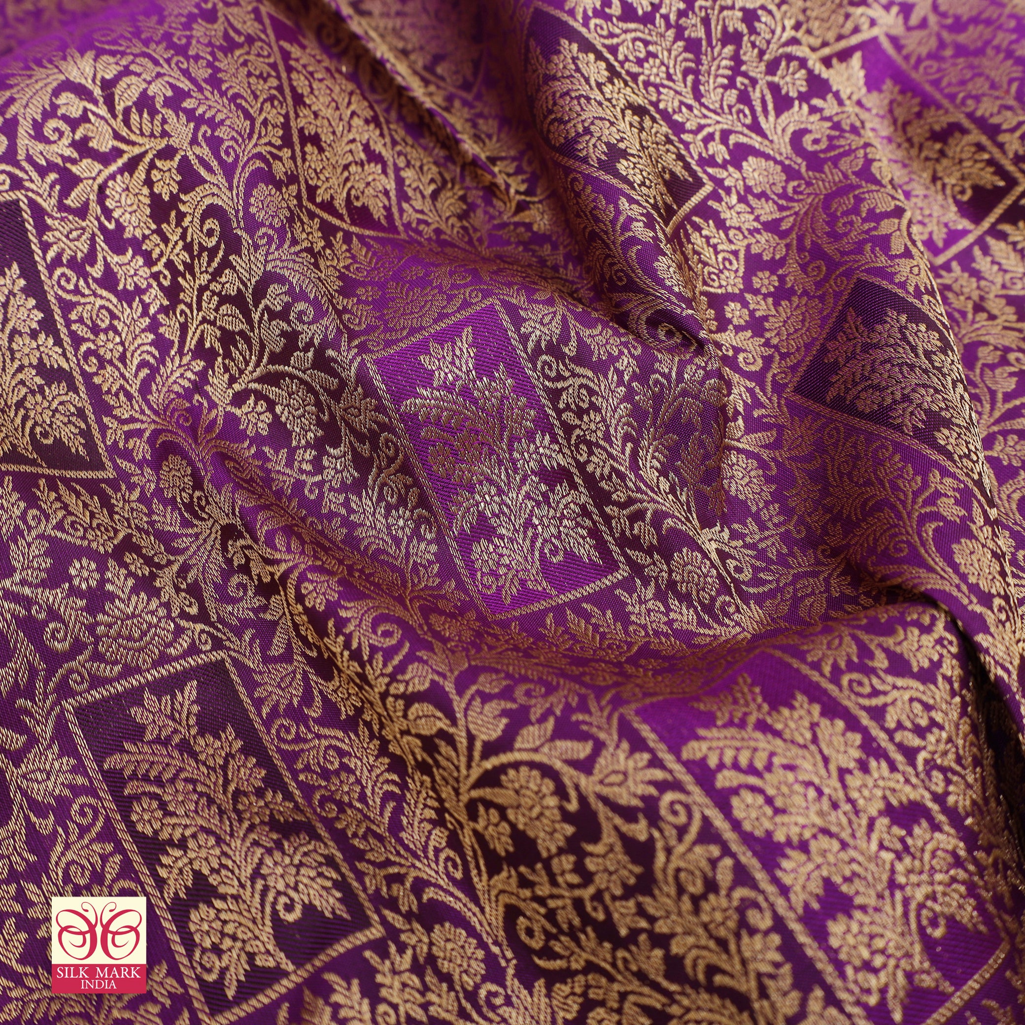 Violet With Gold Zari Border Subalaya Wedding Silk Saree    .