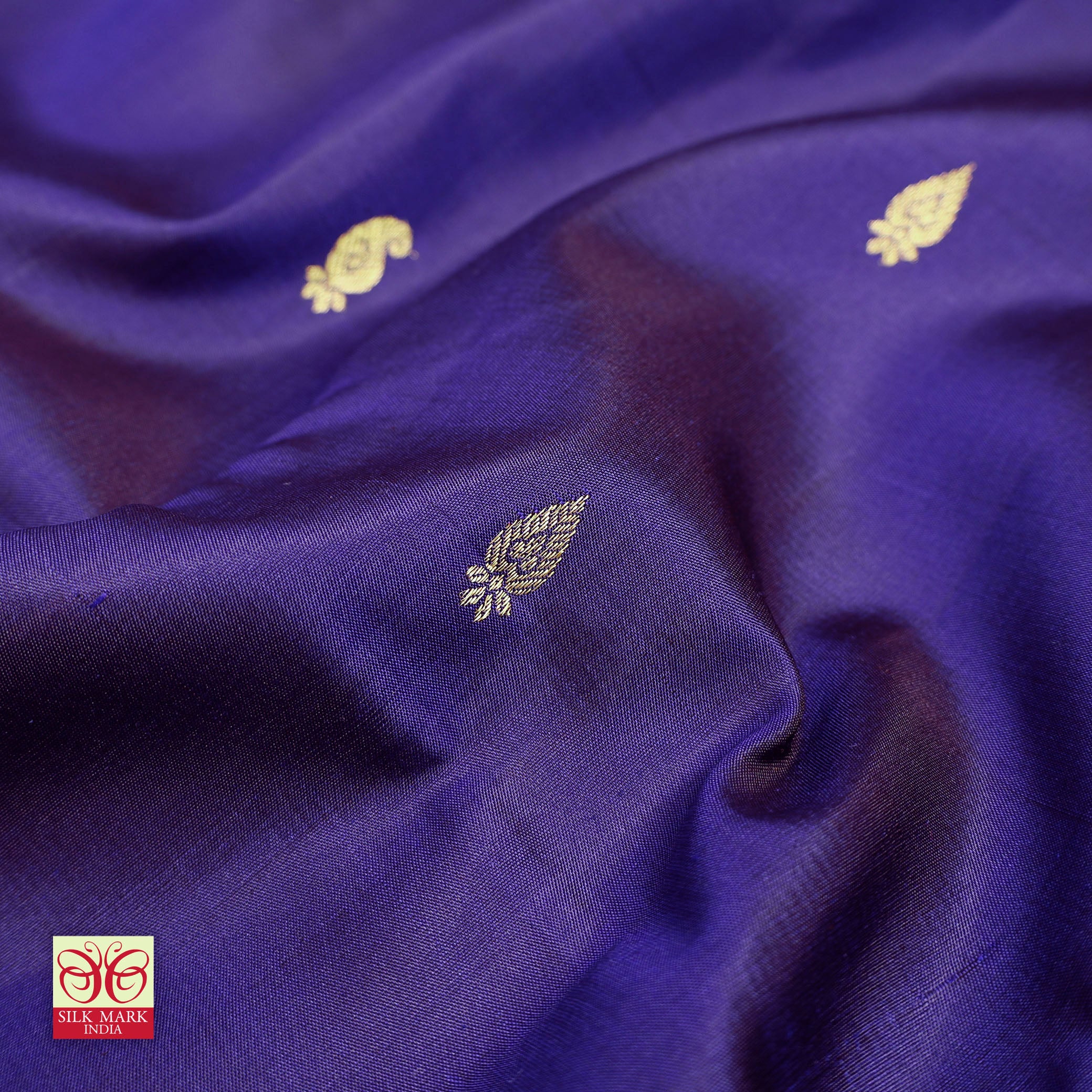 Violet With Pink Gold Zeri  Arani Wedding silk Saree