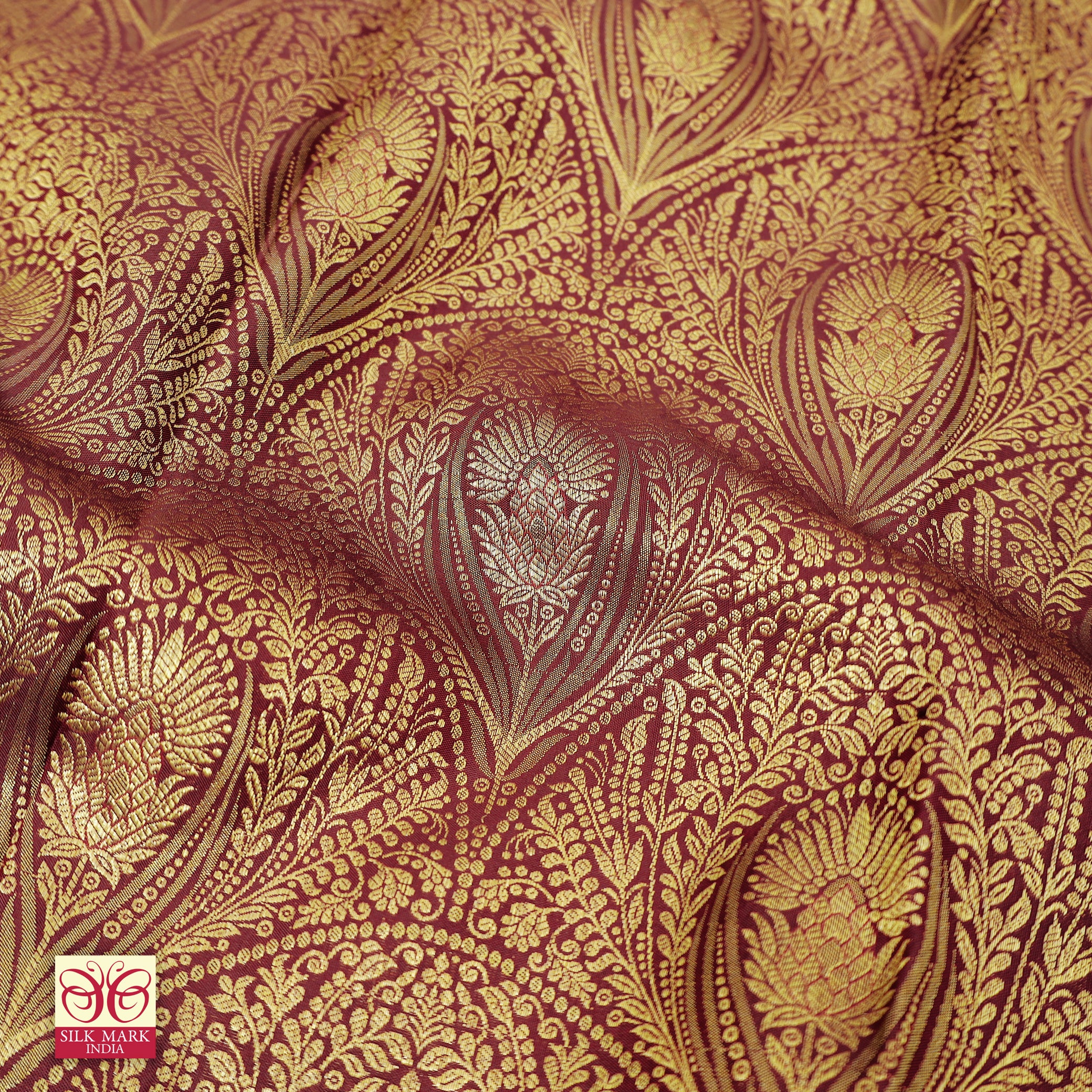 Maroon With Gold Zari border Subhalaya Wedding Silk Saree