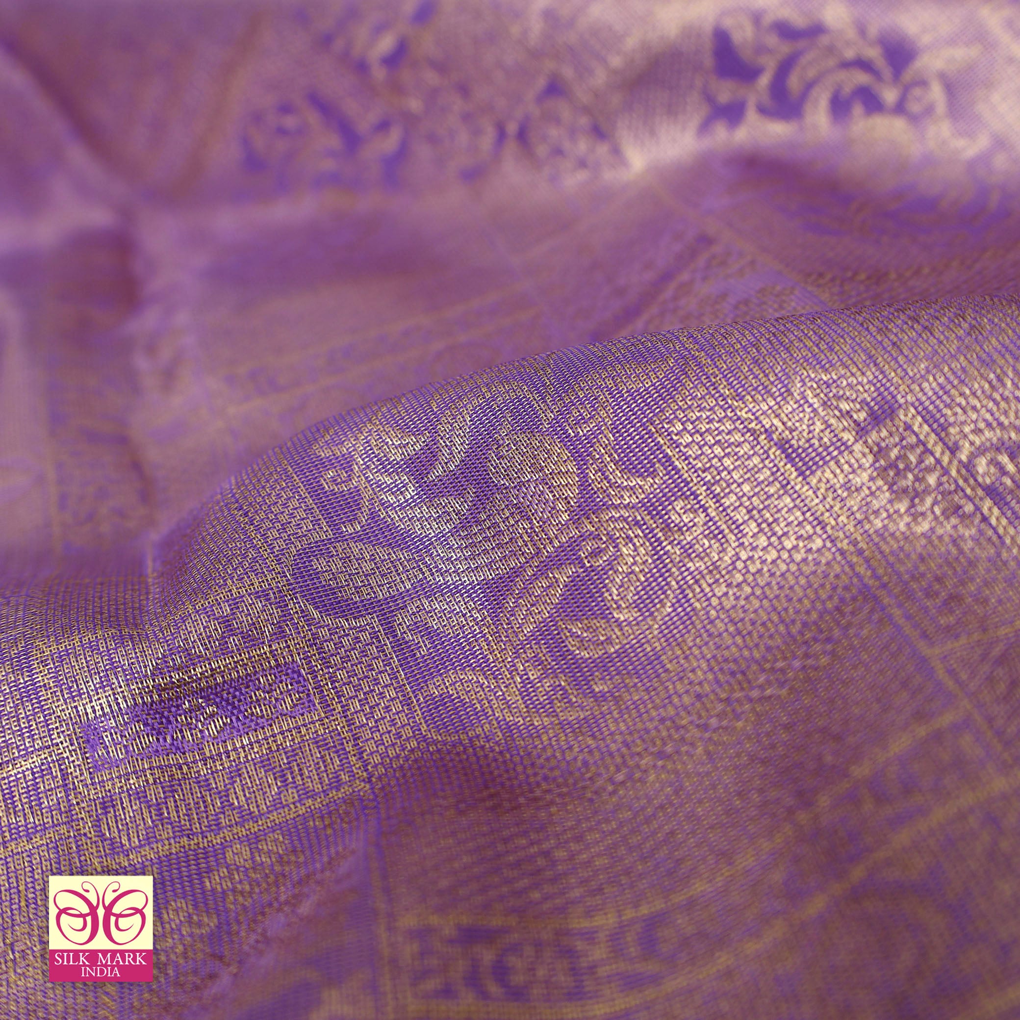 Light Lavender With Gold Zeri border Subalaya Wedding Silk Saree