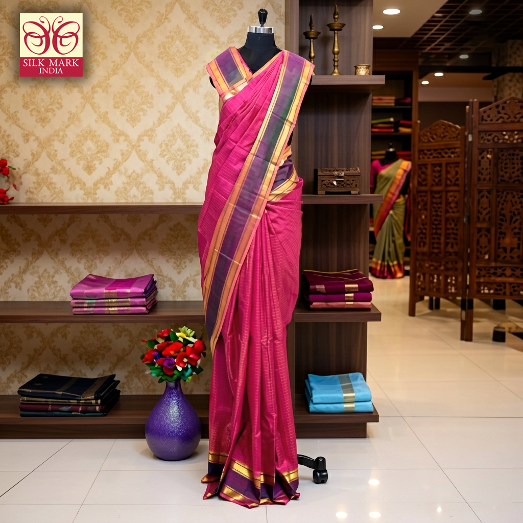 Magenta Purple Zari Bridal Saree