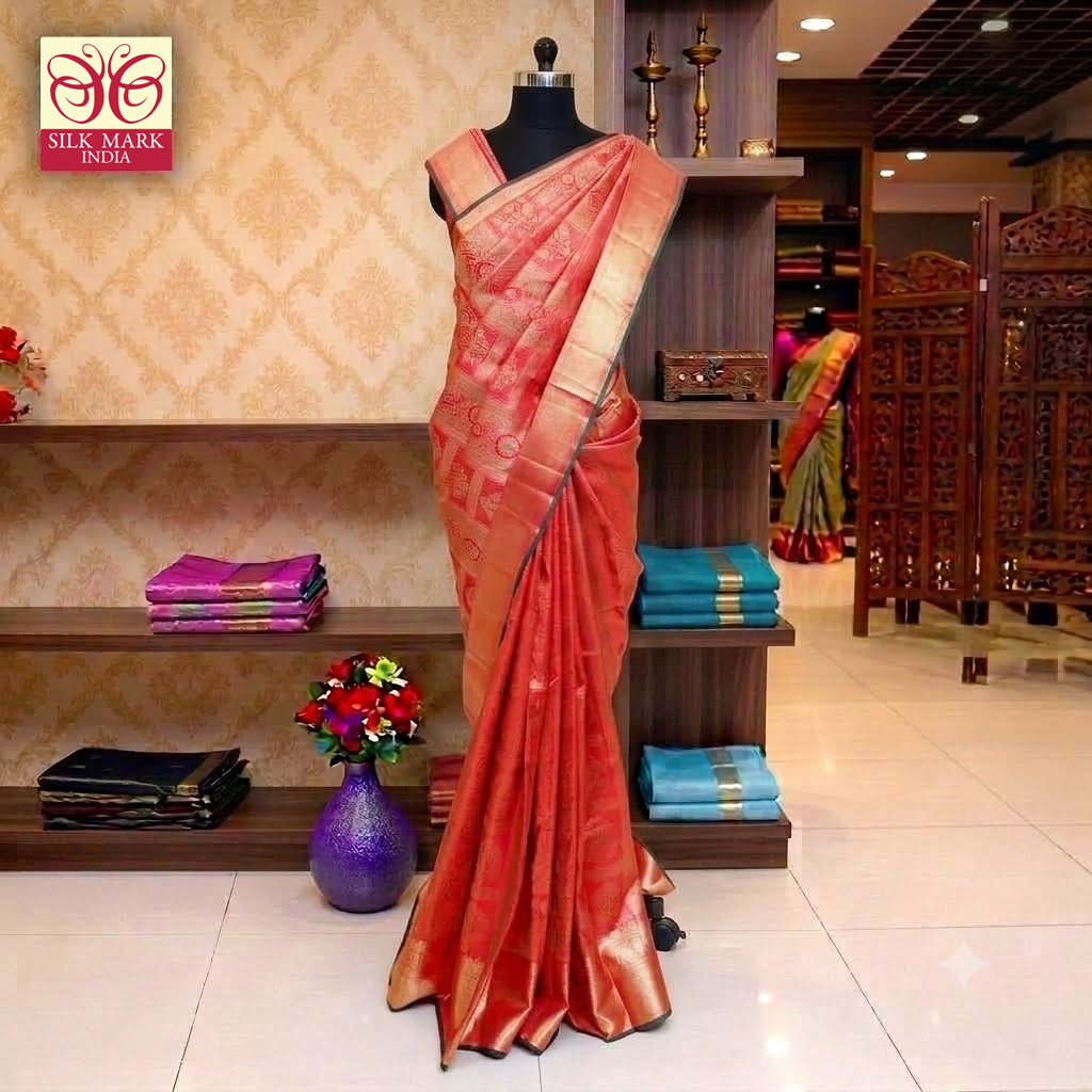 Red with Gold Zari Border Subalaya Wedding Silk Saree