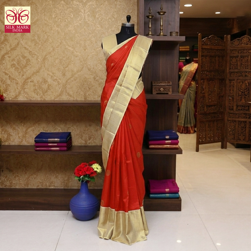 Red Gold Zari Silk Saree