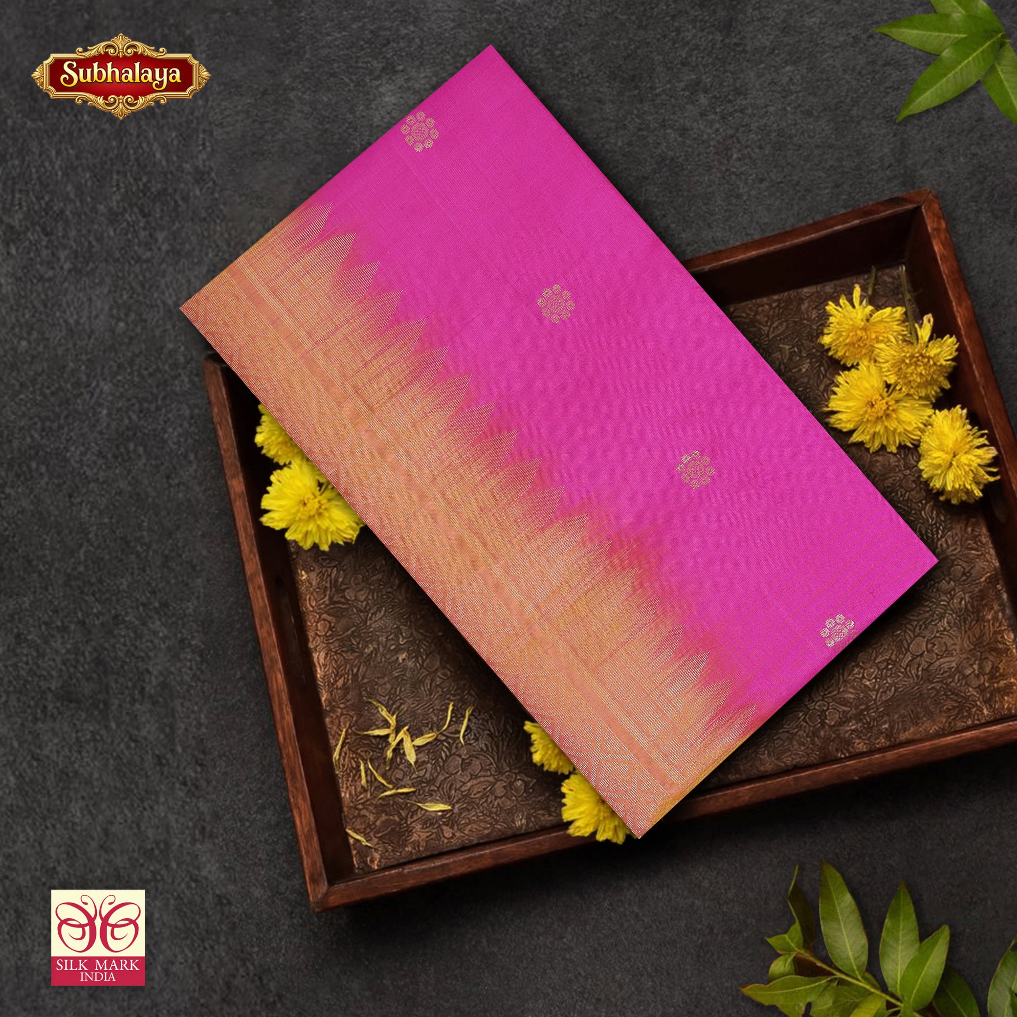 Magenta Pink With Orange Premium Pure Soft Silk Saree