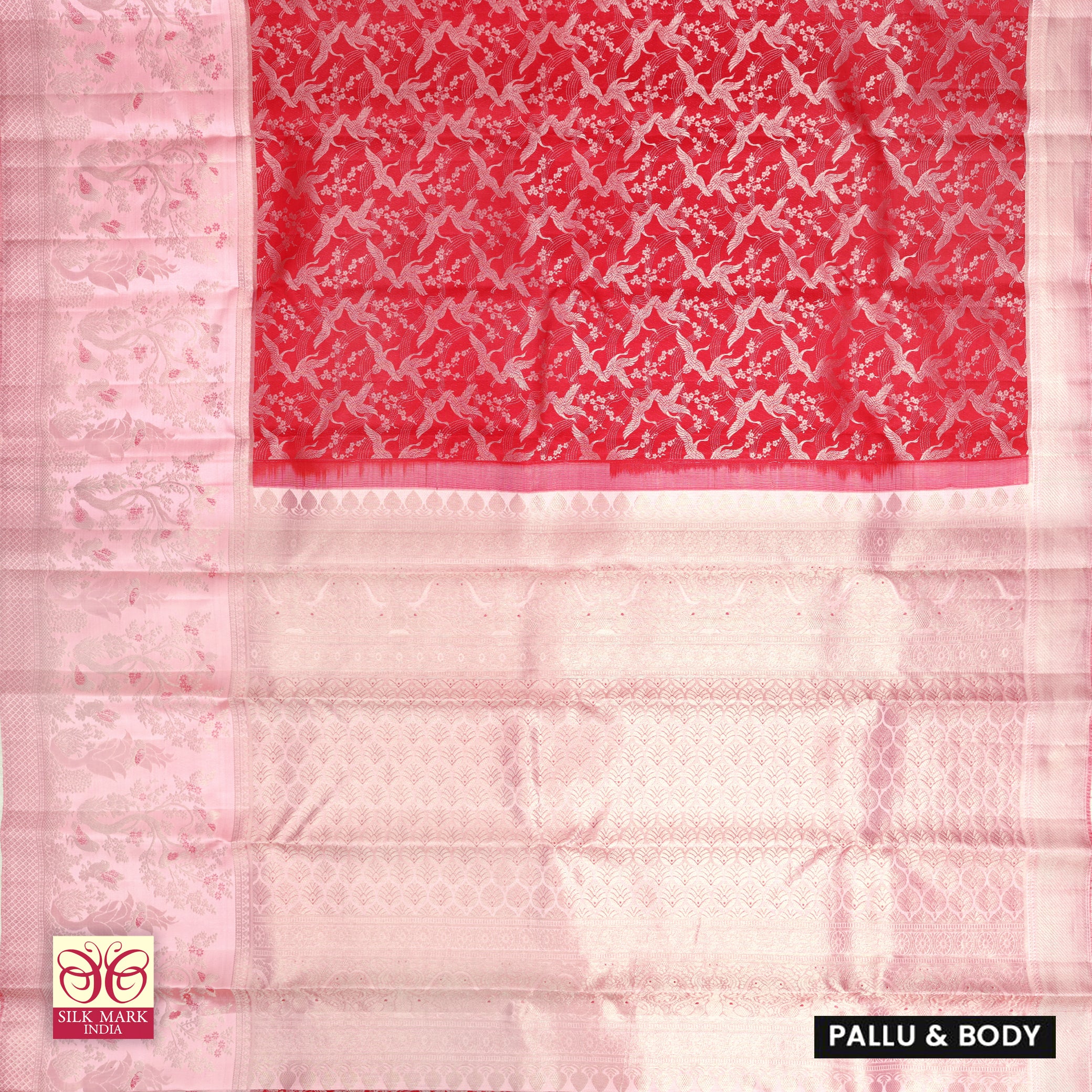 Red With Light Pink  Subalaya Wedding Silk Saree