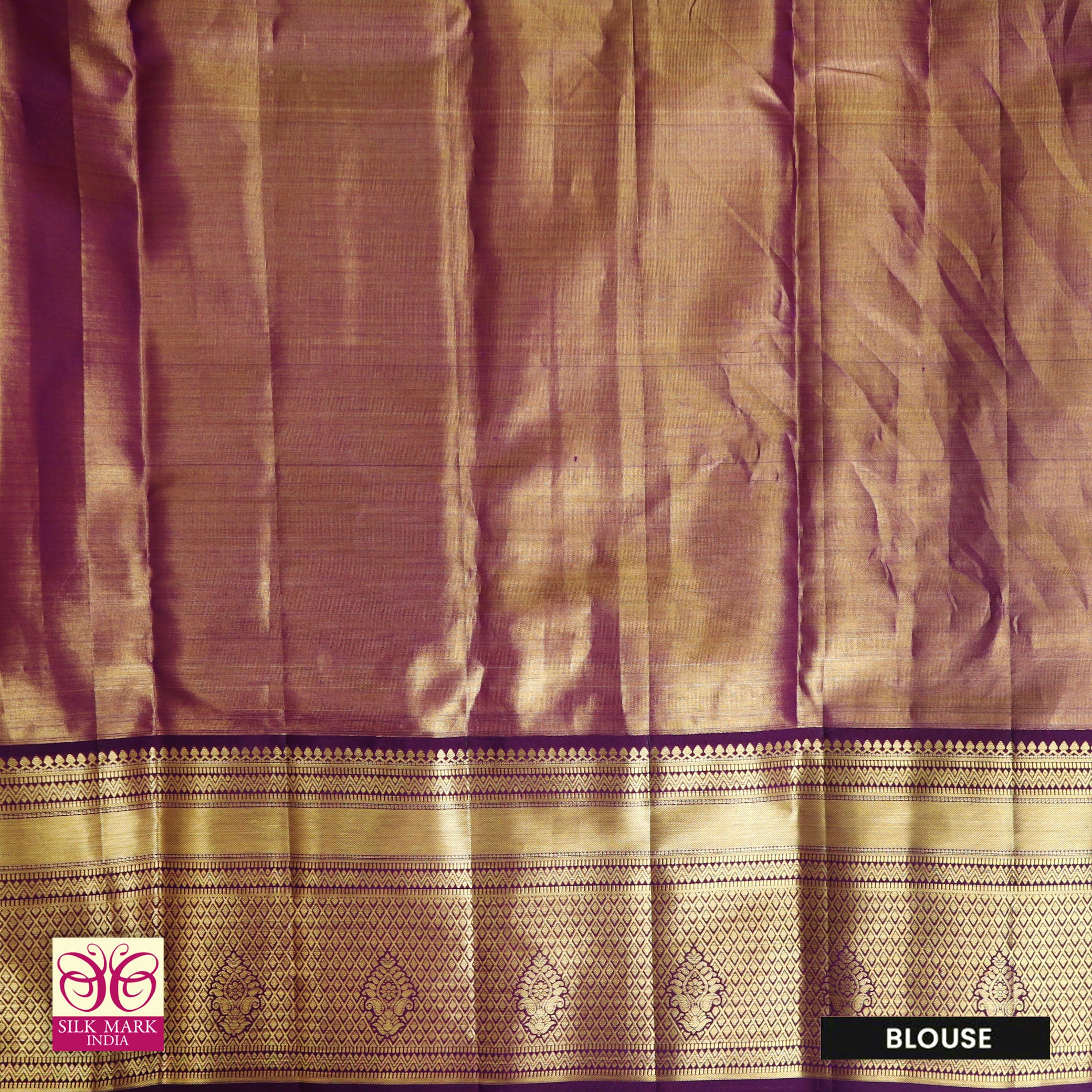 Dark Violet With Gold Zeri border Tissue KanchipuramWedding Silk Saree