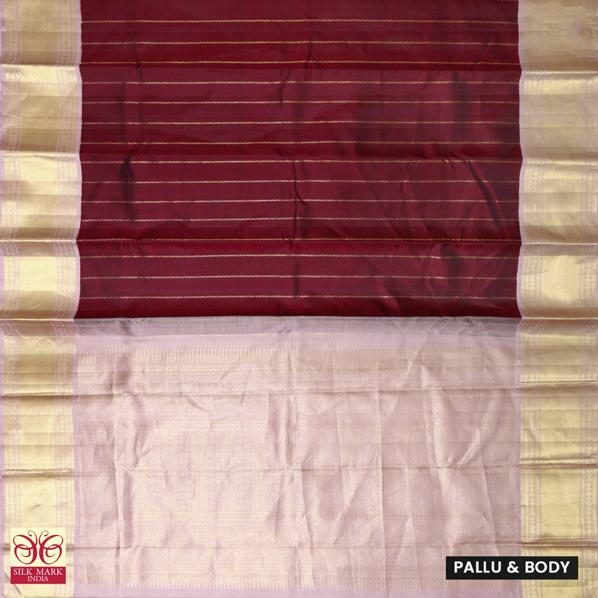 Maroon Gold Silk Saree