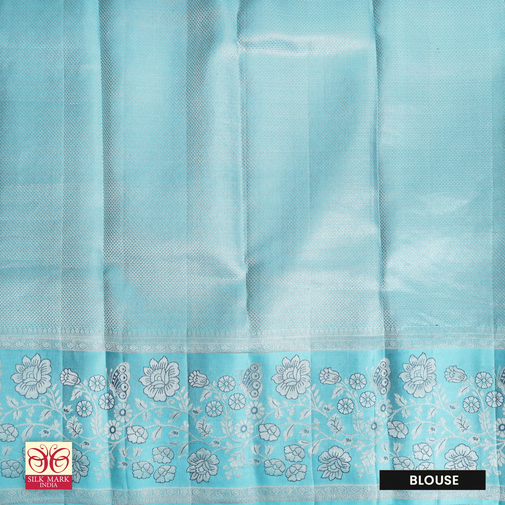 Purple With Light Blue Silver Zari border Tissue Kanchipuram Wedding Silk Saree