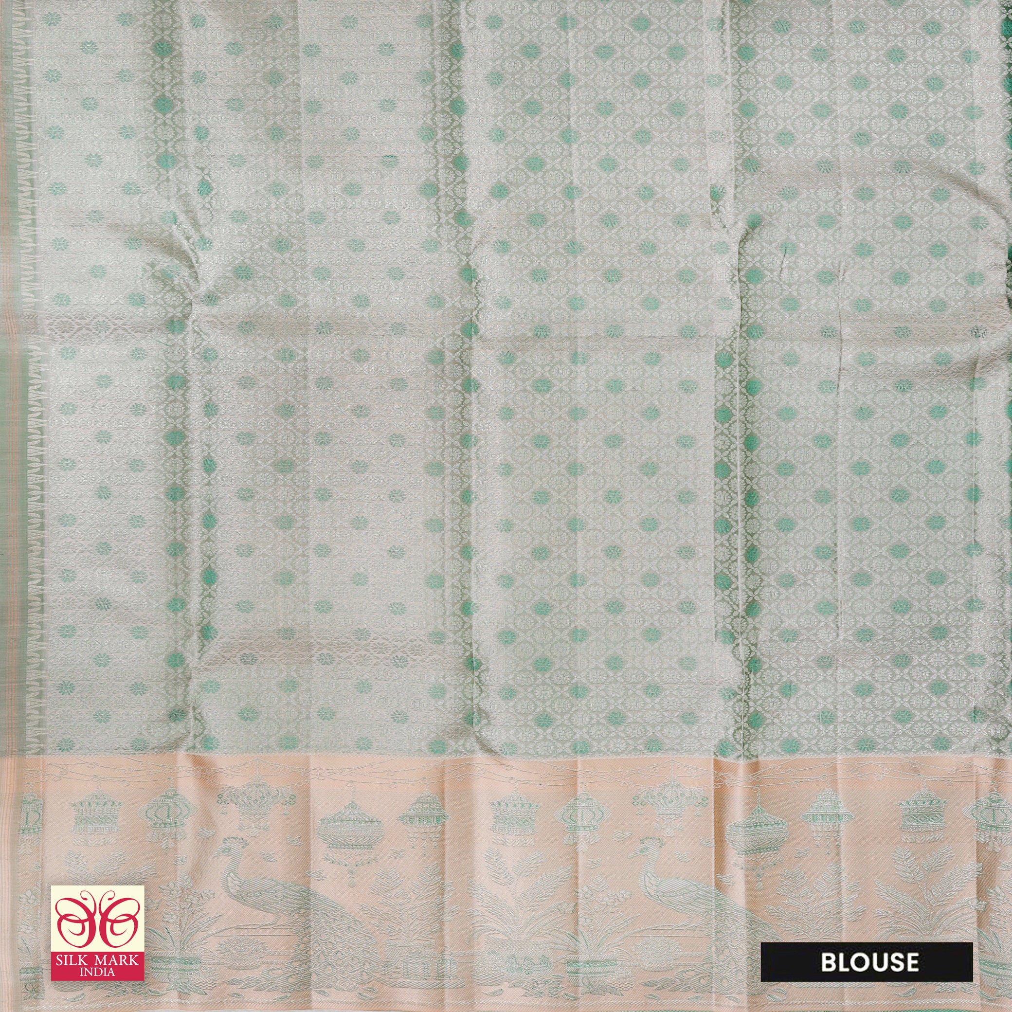 Bottle Green With Peach Gold Zari Long border Subhalaya Wedding Silk Saree