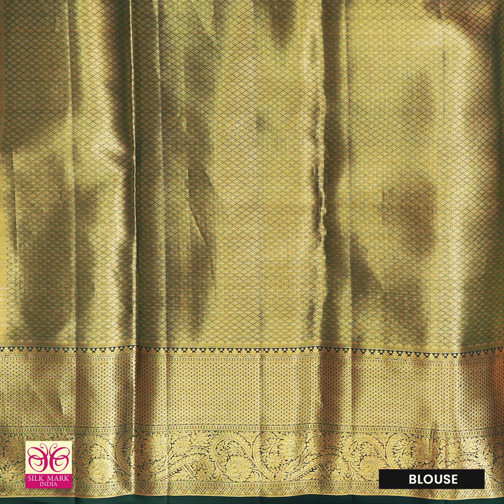 Light Pink With Bottle Green Gold Zari Tissue Wedding Silk Saree