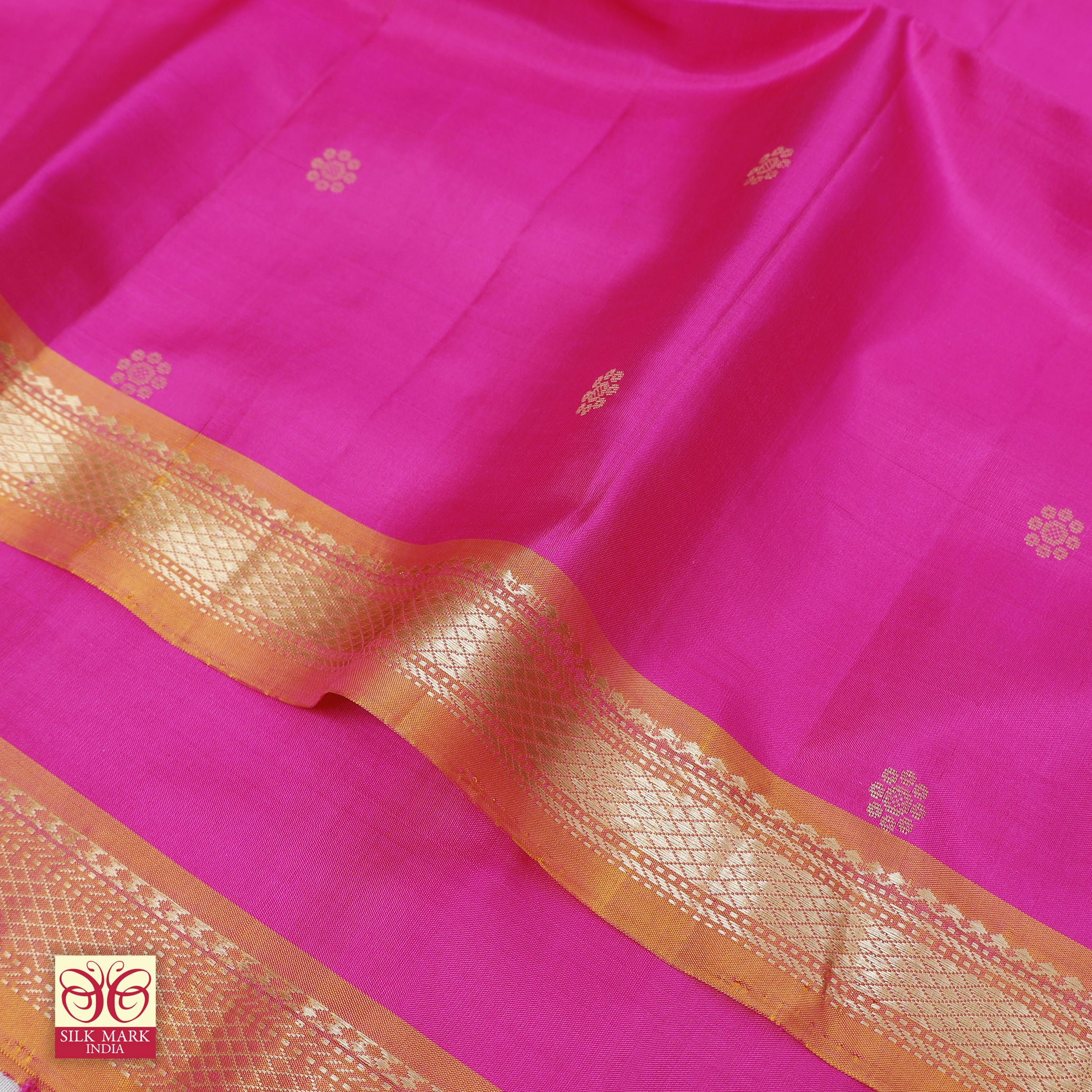 Magenta Pink With Orange Premium Pure Soft Silk Saree