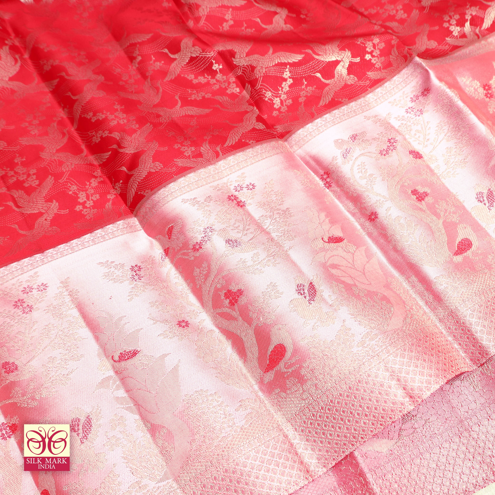 Red With Light Pink  Subalaya Wedding Silk Saree
