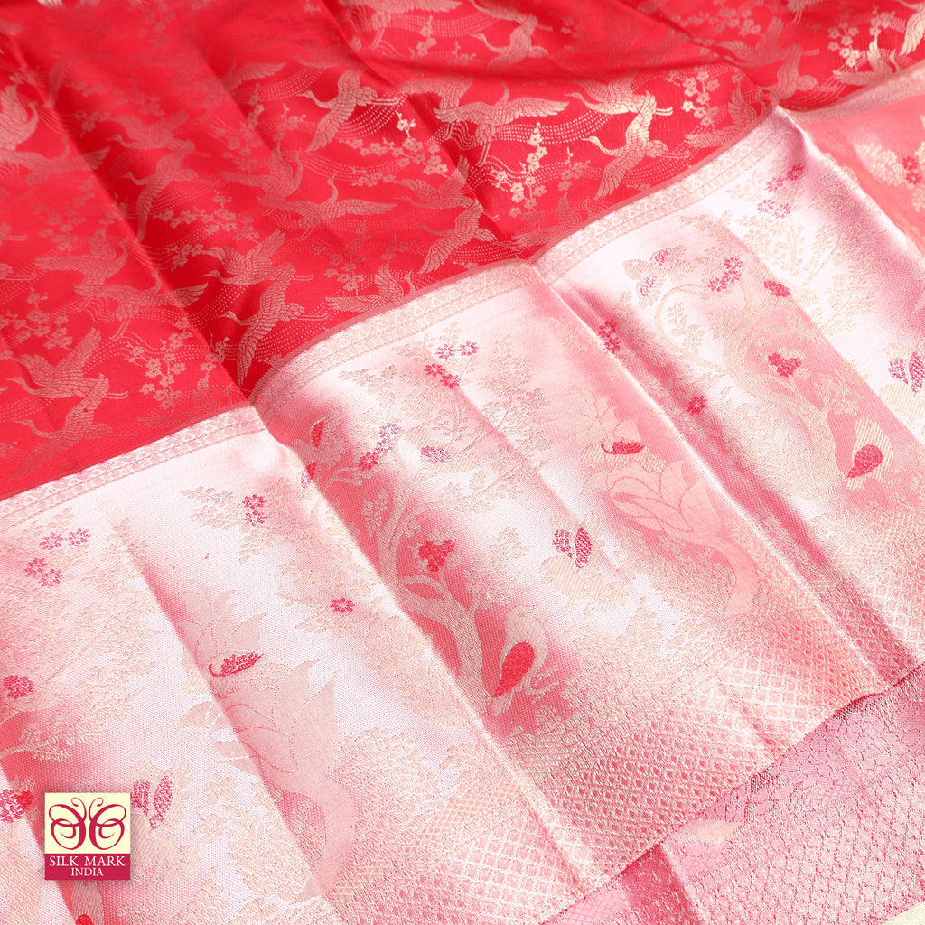 Red With Light Pink  Subalaya Wedding Silk Saree