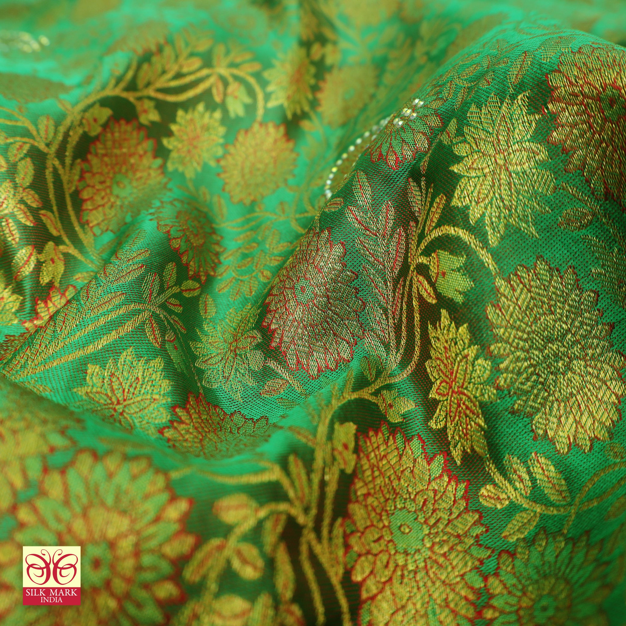 Parrot Green With Rani Pink Gold Zari border Subalaya Wedding Silk Saree