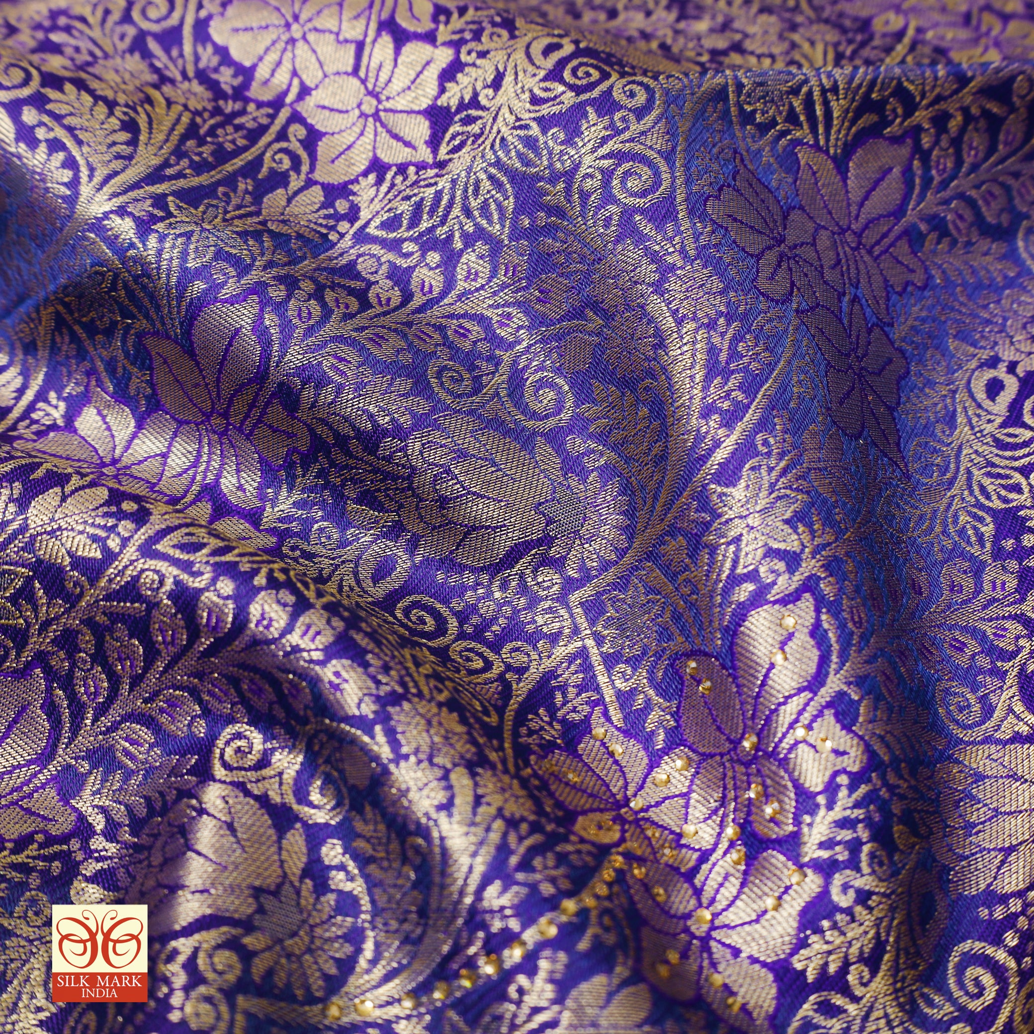 Ink Blue with Gold Zari Border Subalaya Wedding Silk Saree