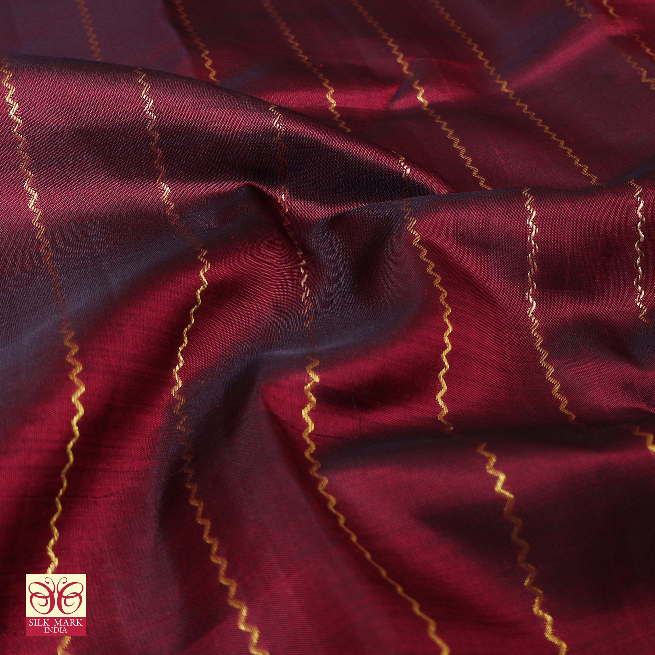 Maroon Gold Silk Saree