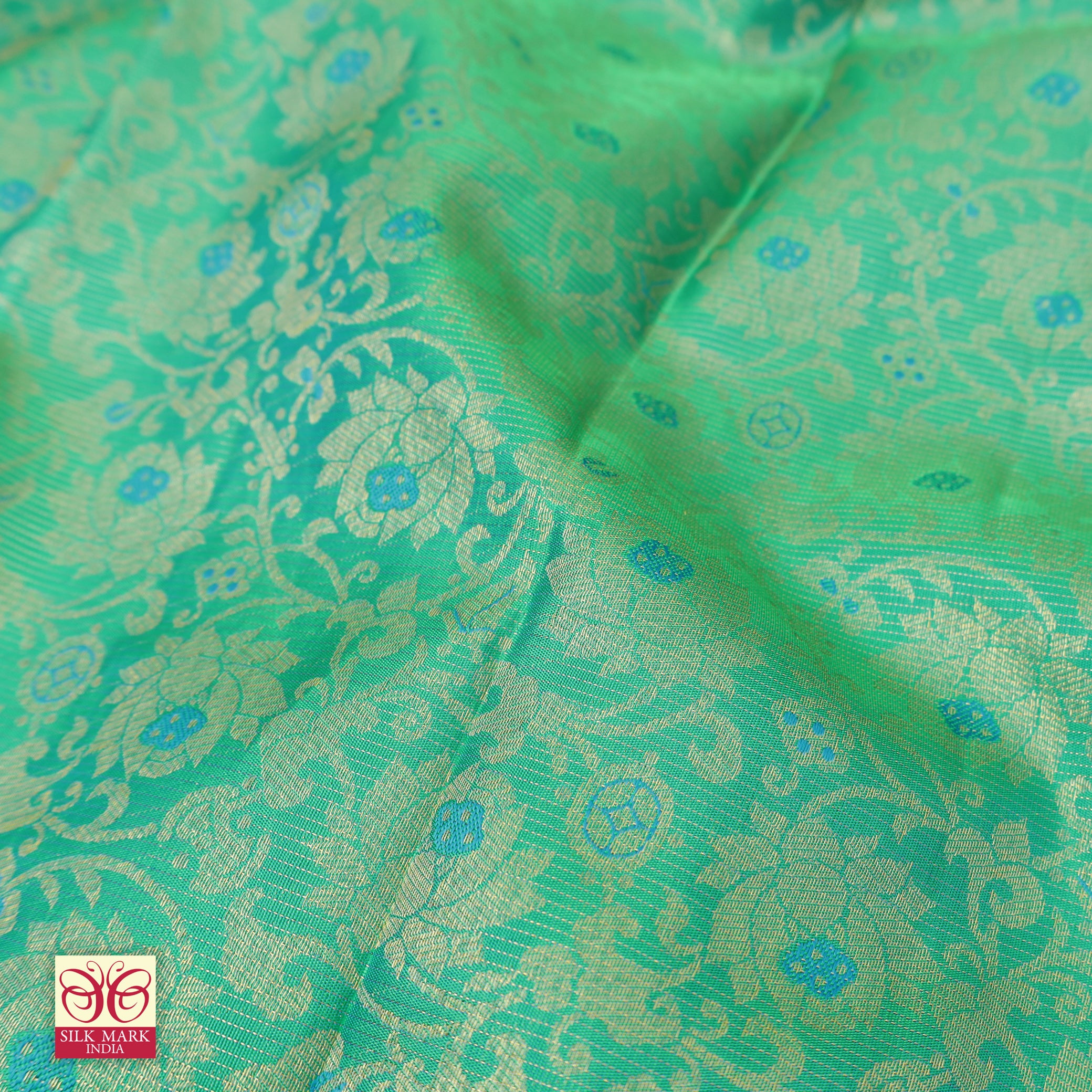 Sea Green With Gold Zari border Subhalaya Wedding Silk Saree