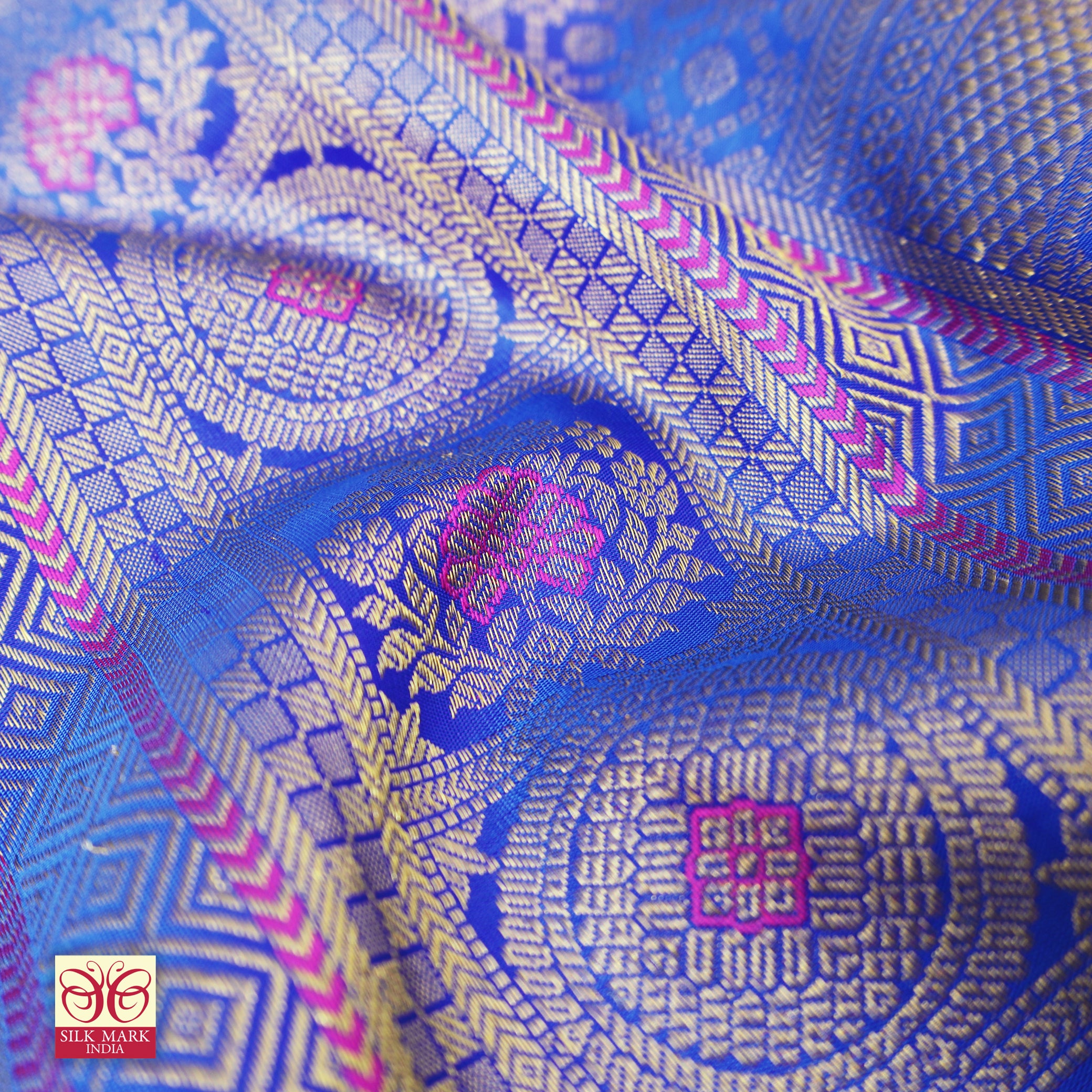 Ink Blue With Gold Zari border Subalaya Wedding Silk Saree